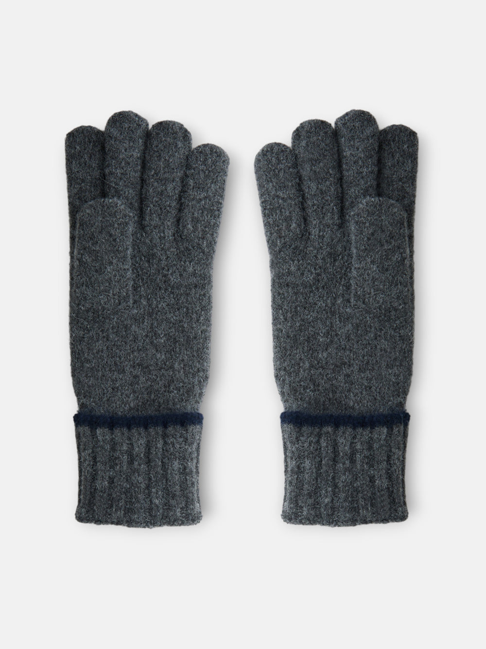 Luvas de malha com riscas em contraste cinza