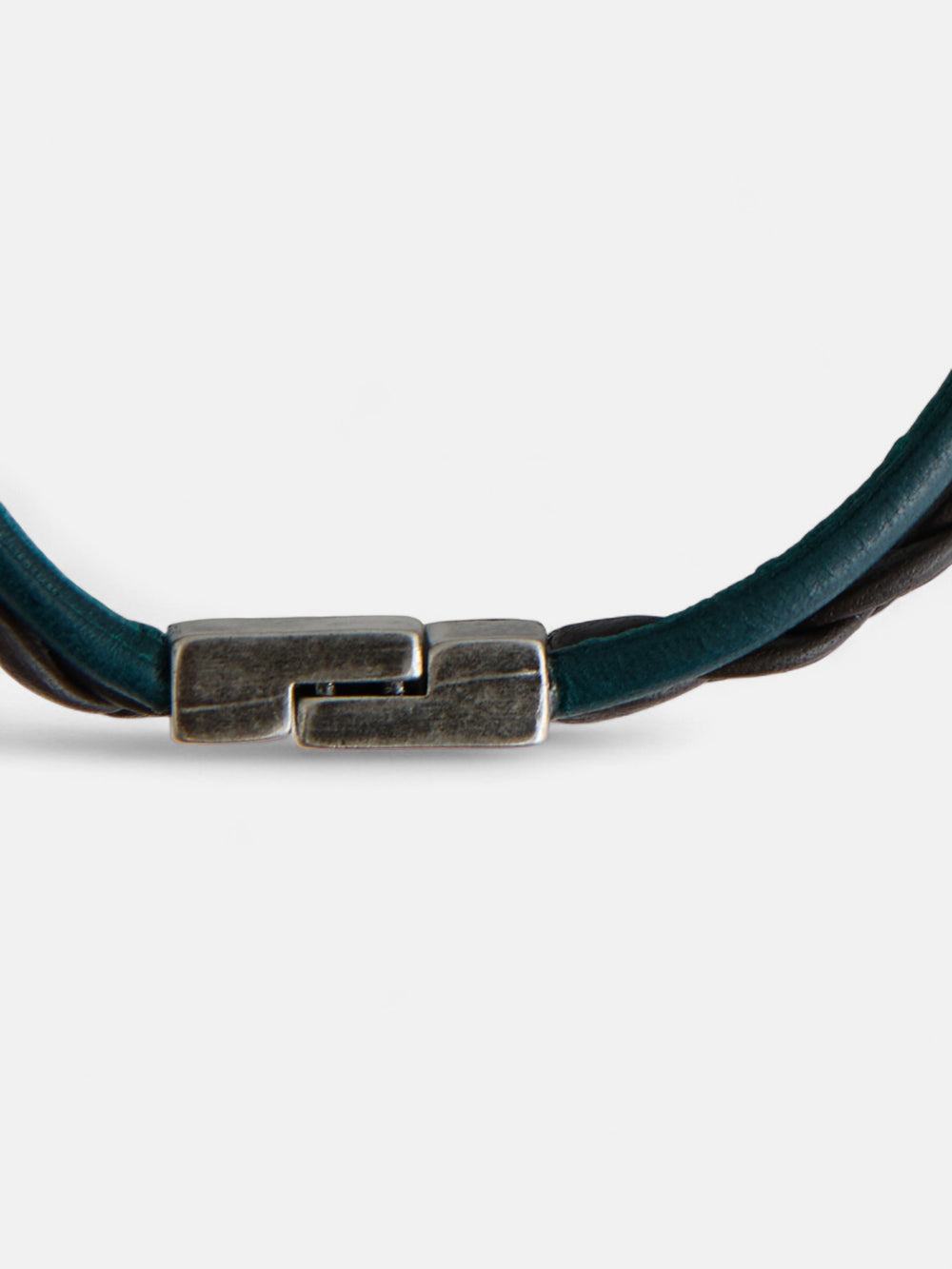 Pulseira dupla entrançada em pele azul