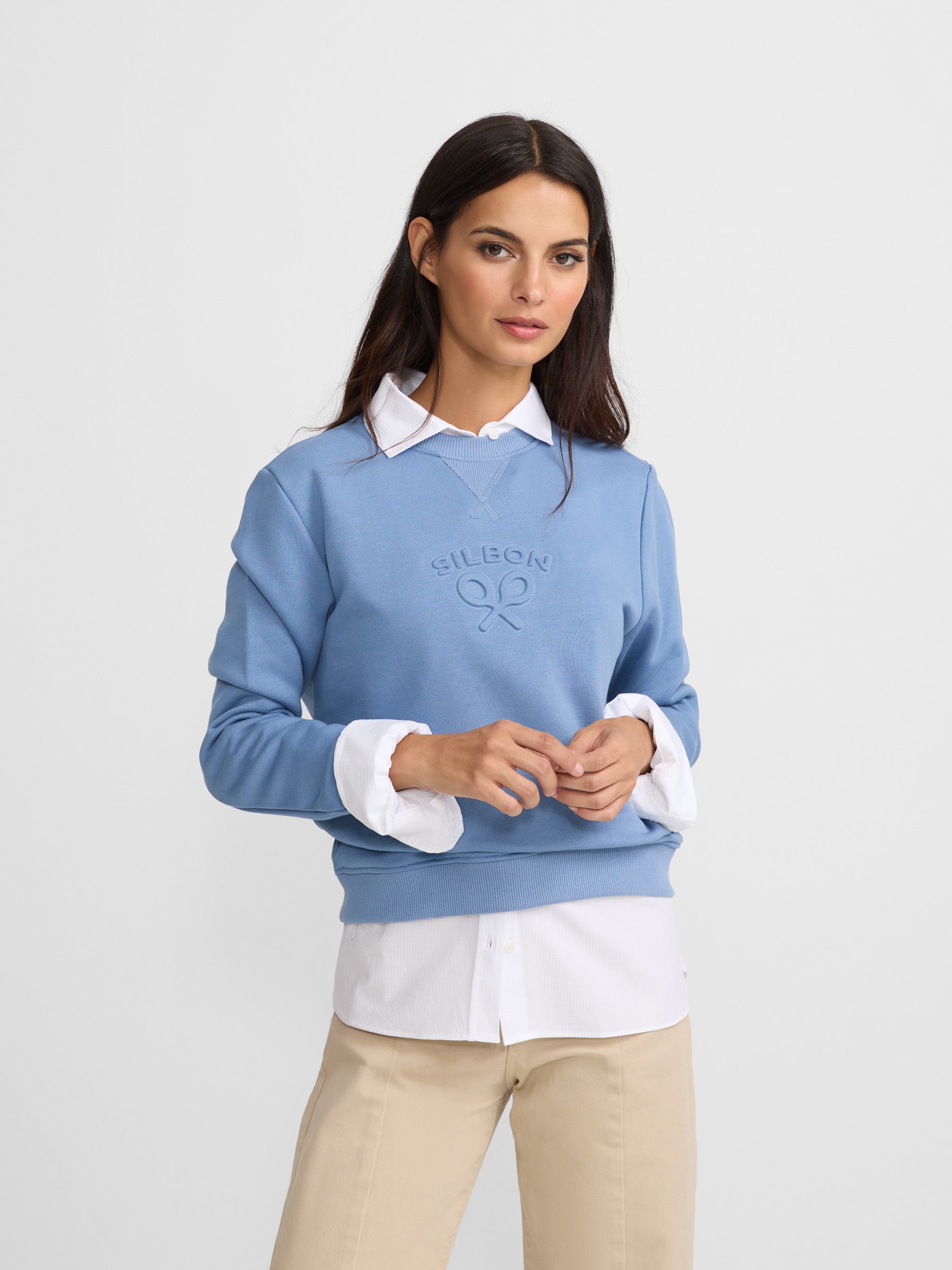 Sweat-shirt femme Silbon classique bleu