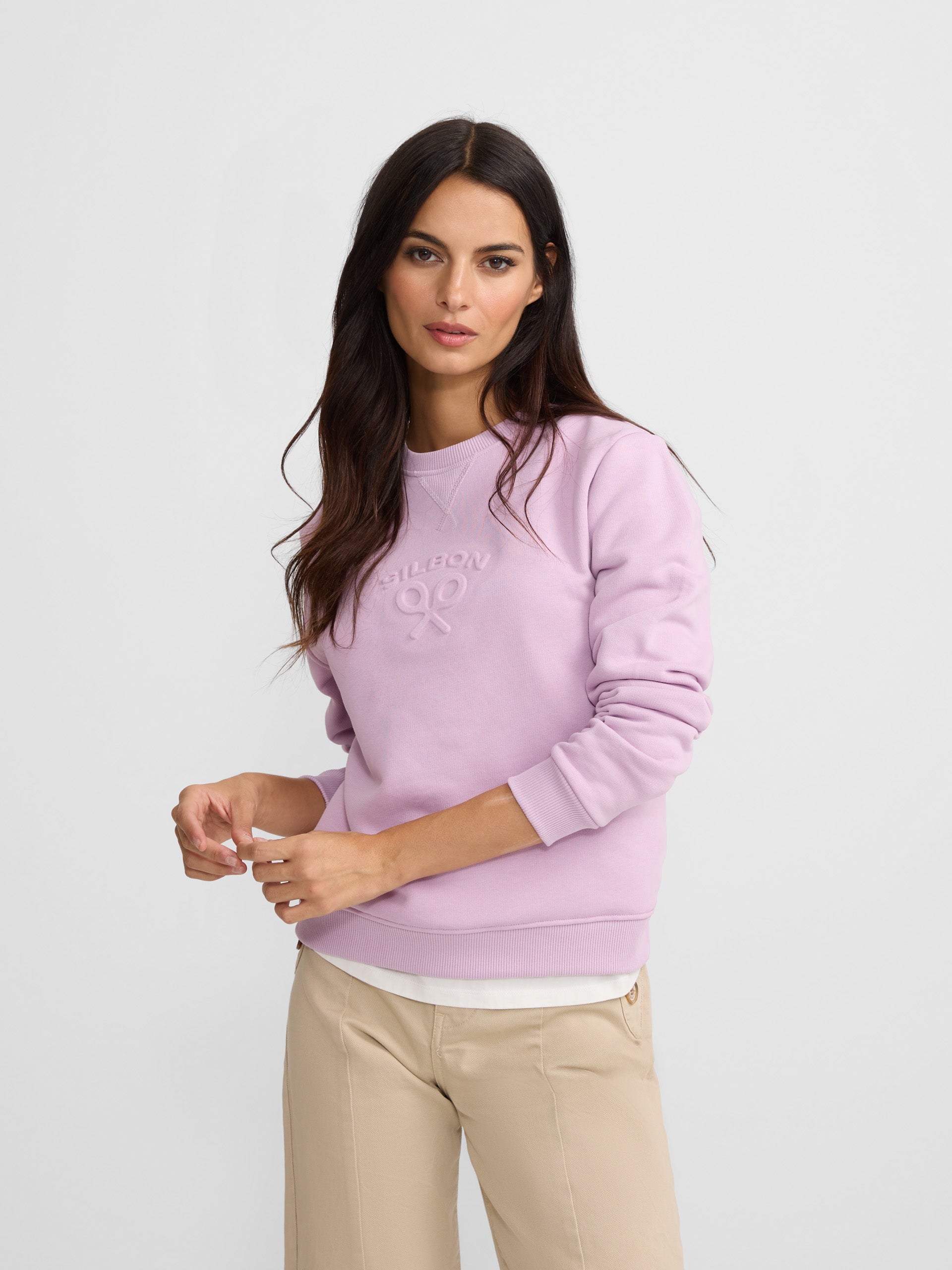 Sweat-shirt femme Silbon classique mauve