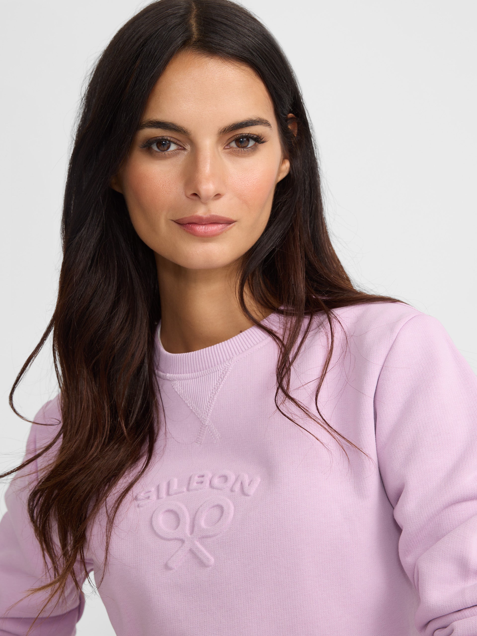 Sweat-shirt femme Silbon classique mauve