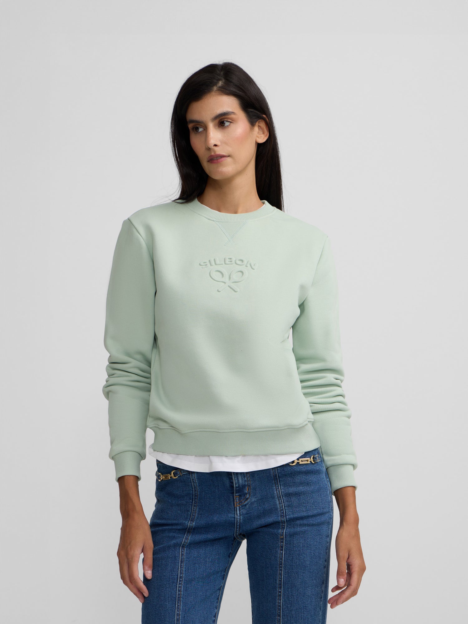 Silbon classic green women's sweatshirt