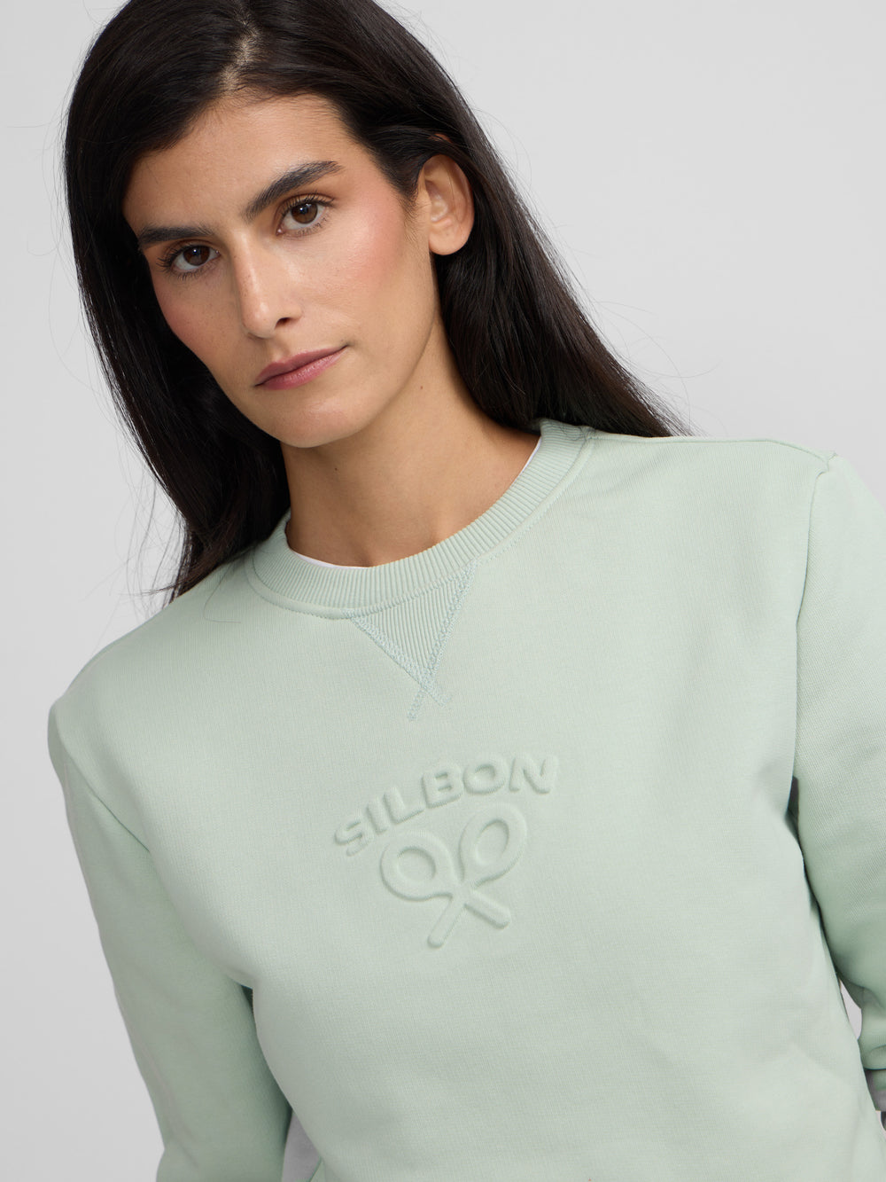 Sweat-shirt vert classique Silbon pour femme