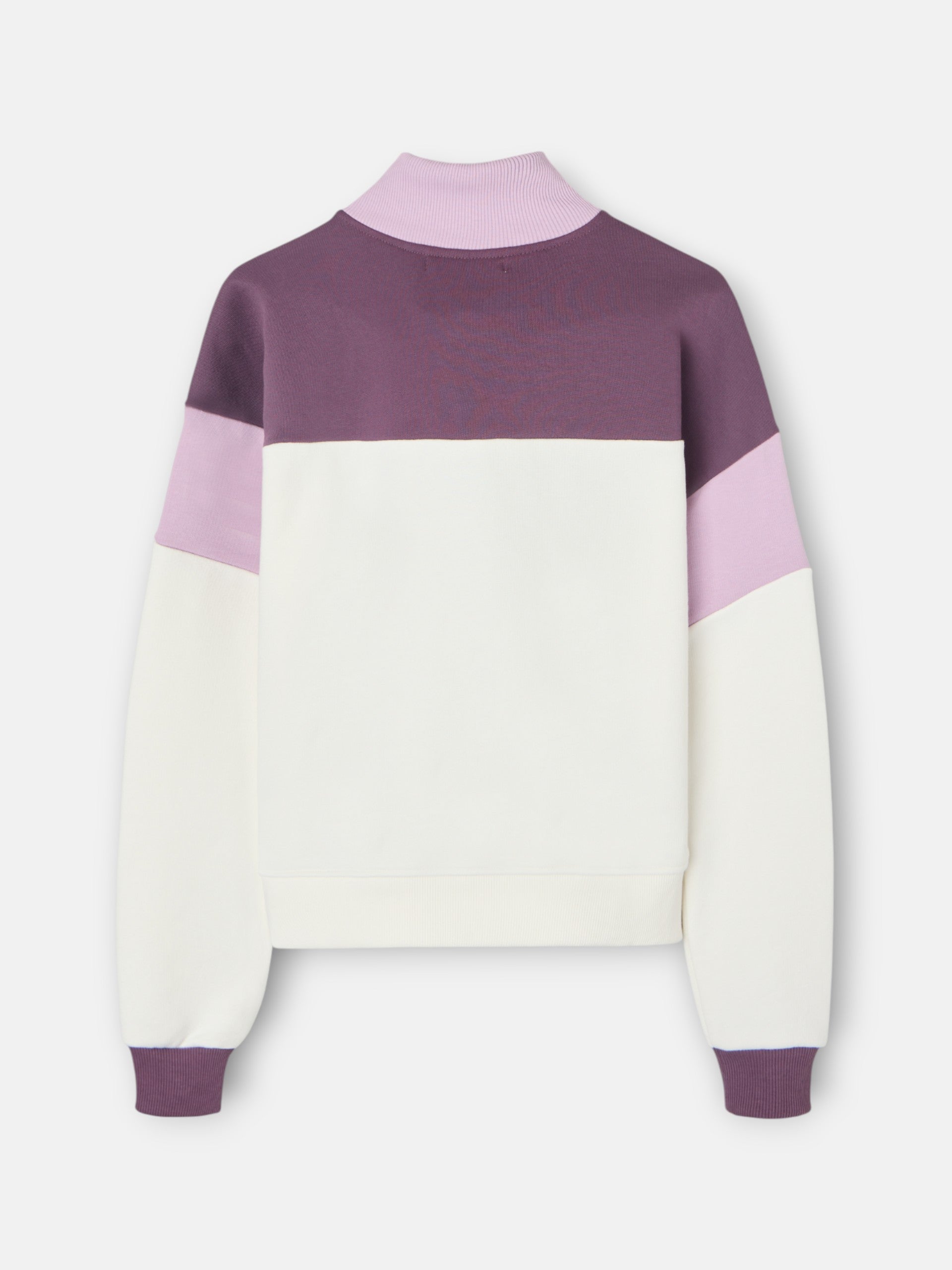 Sweatshirt mulher tricolor gola com botões roxos