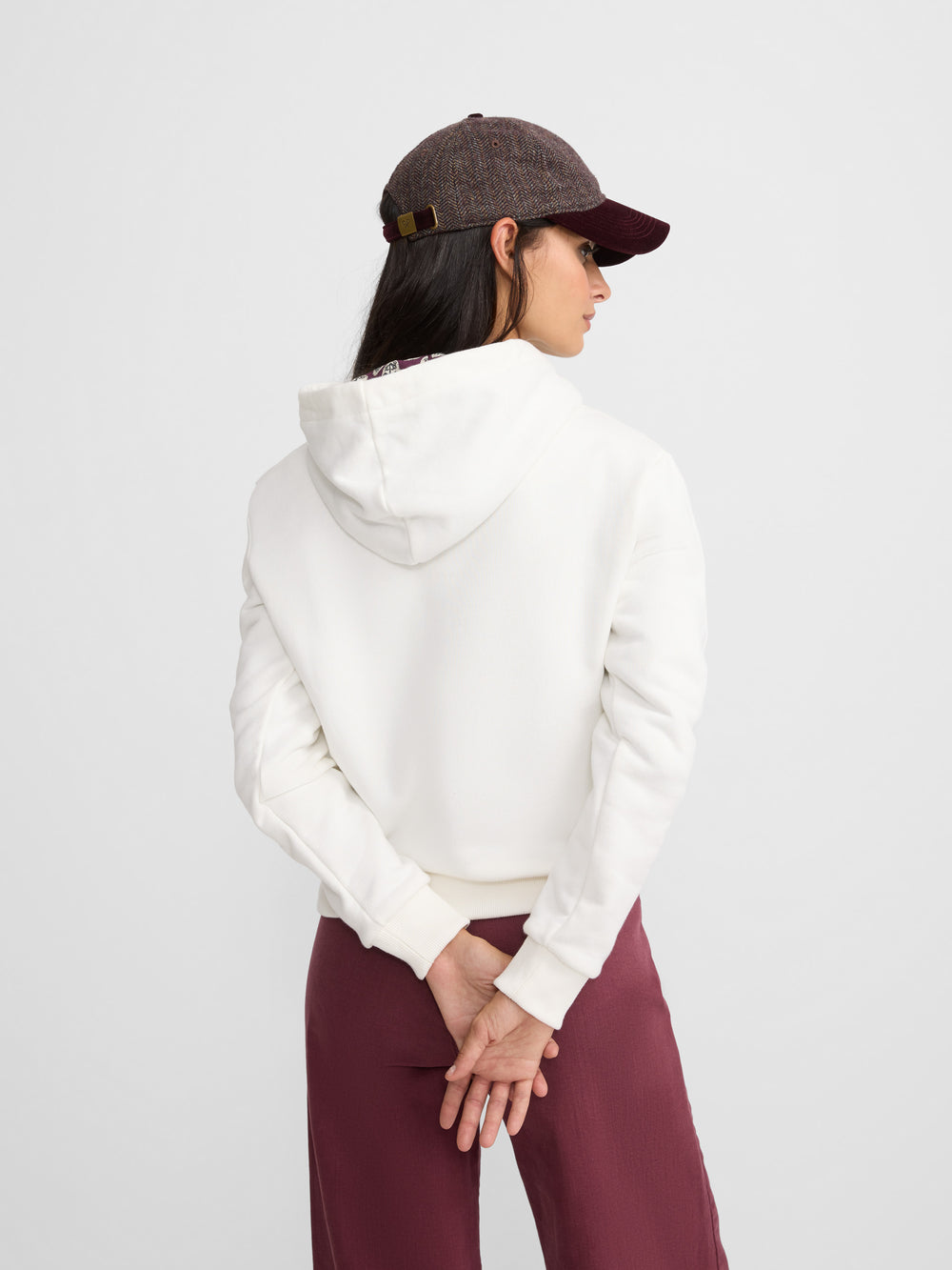 Sweat à capuche femme raquette imprimé crème