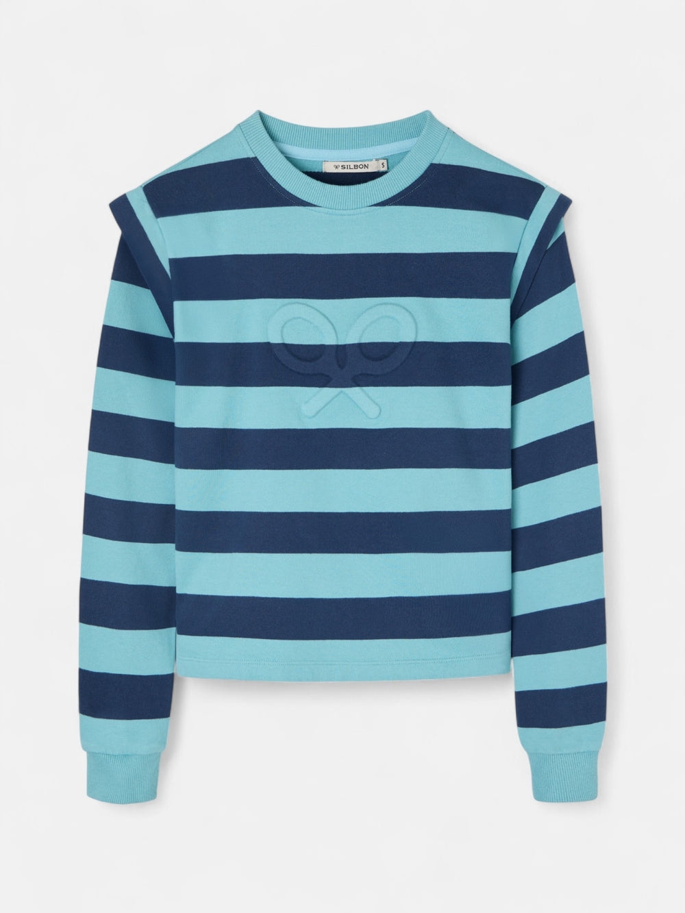 Sudadera woman hombreras rayas azules