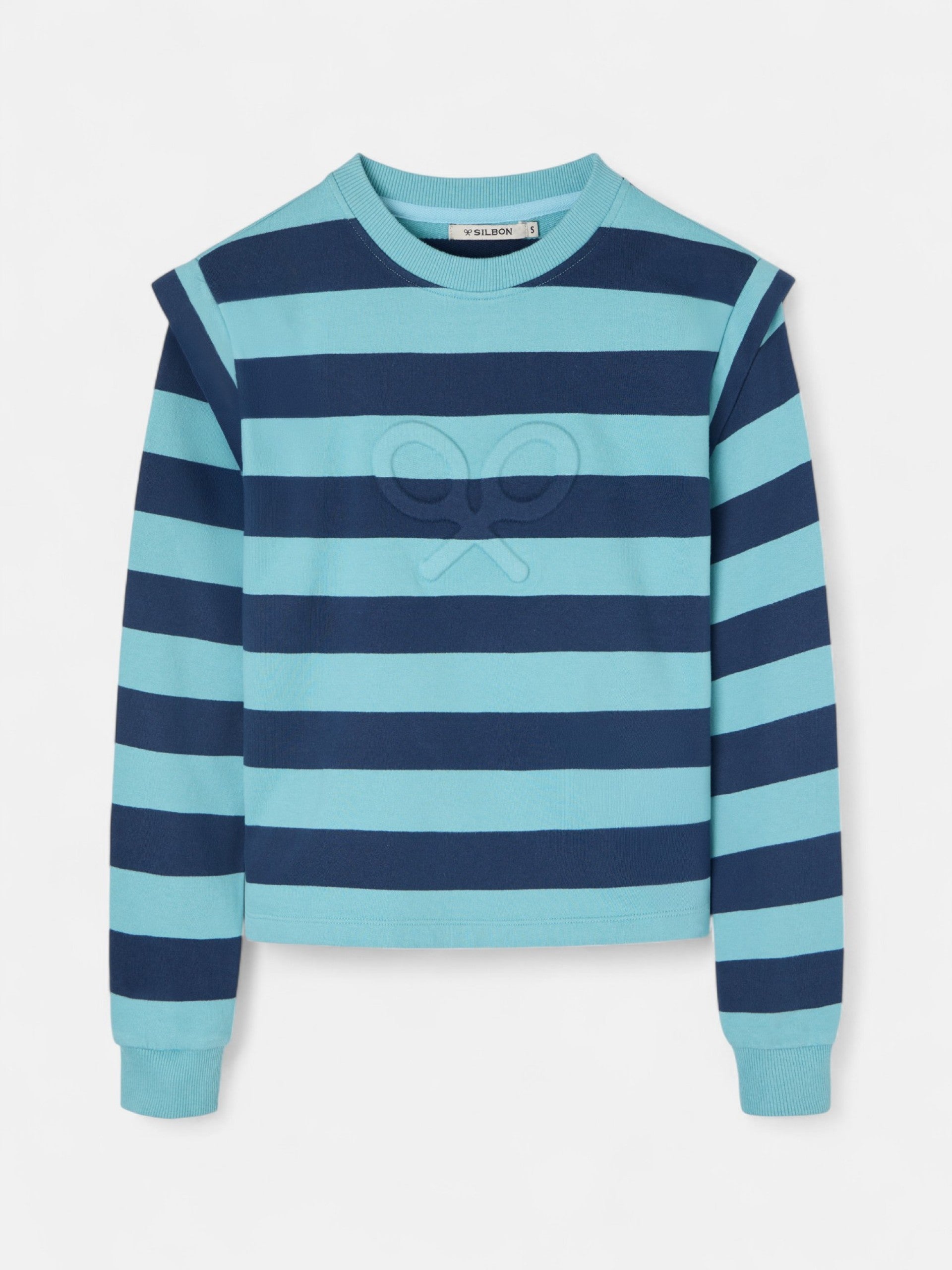 Sudadera woman hombreras rayas azules