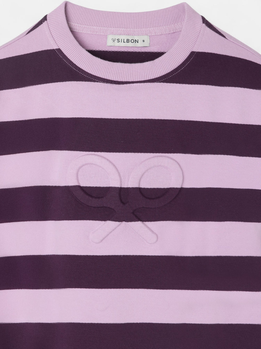 Sweat-shirt femme avec épaulettes à rayures violettes