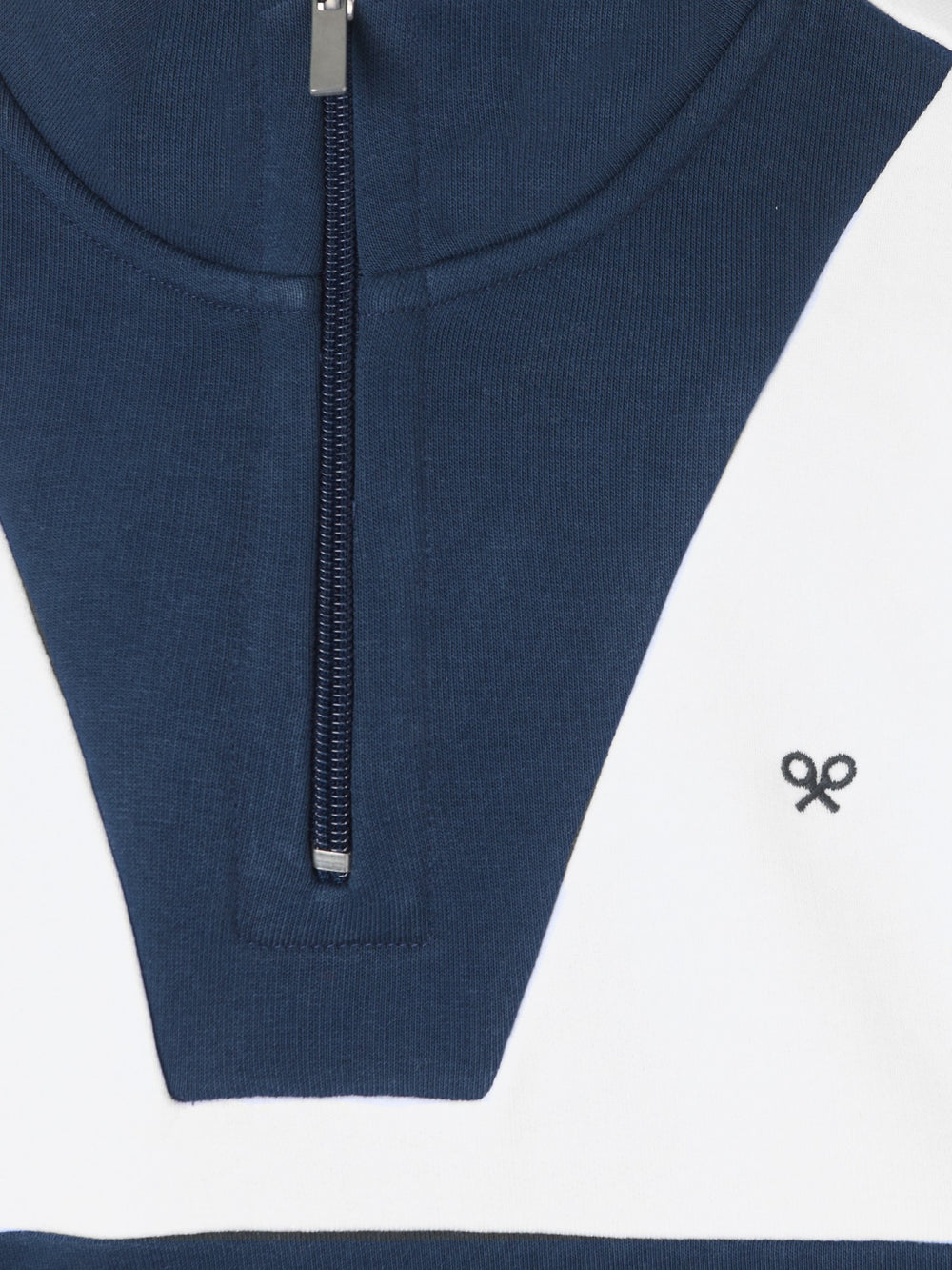 Sweatshirt mulher tricolor azul-marinho e bege