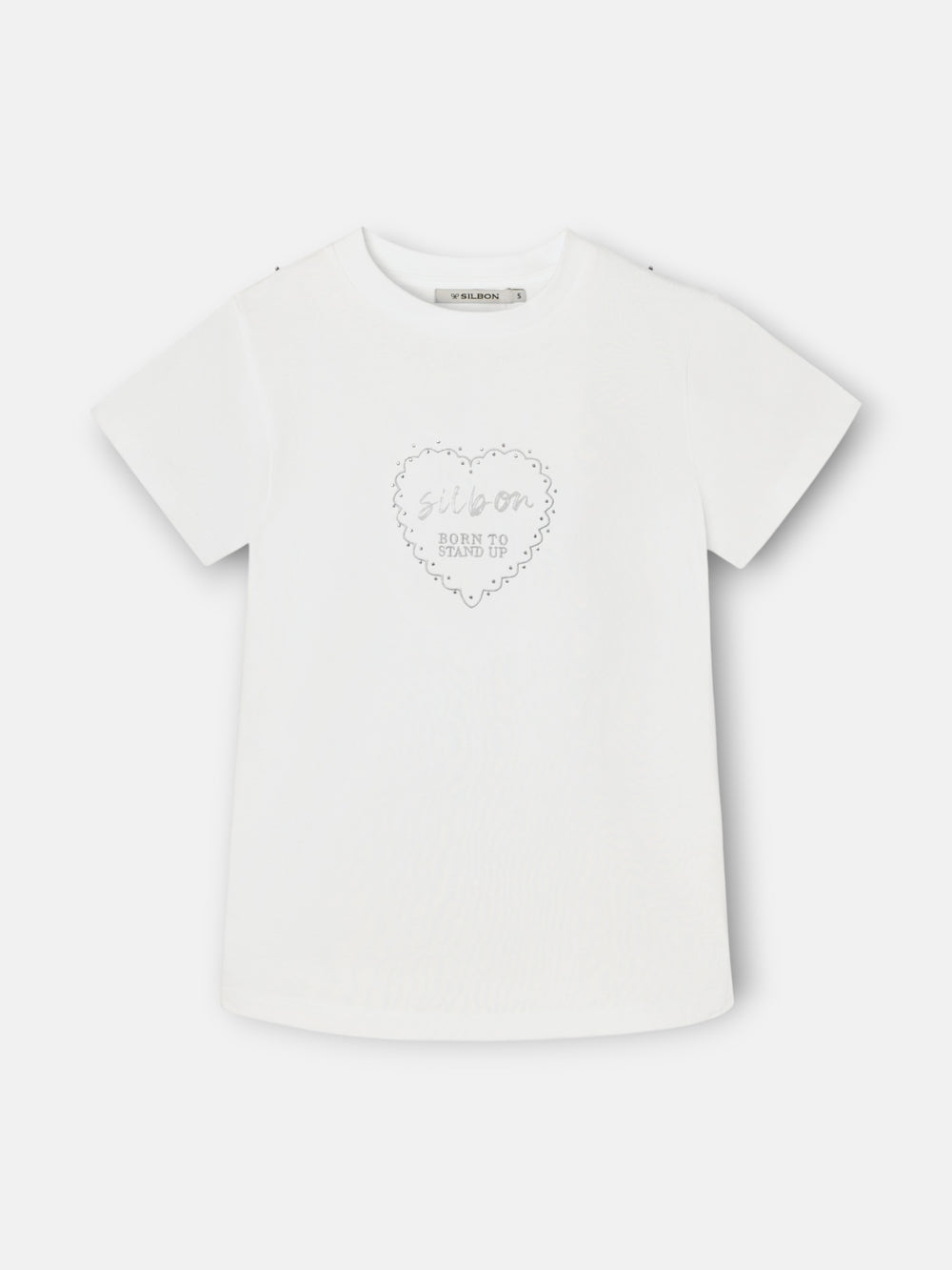 T-shirt mulher roll out coração tachas branca