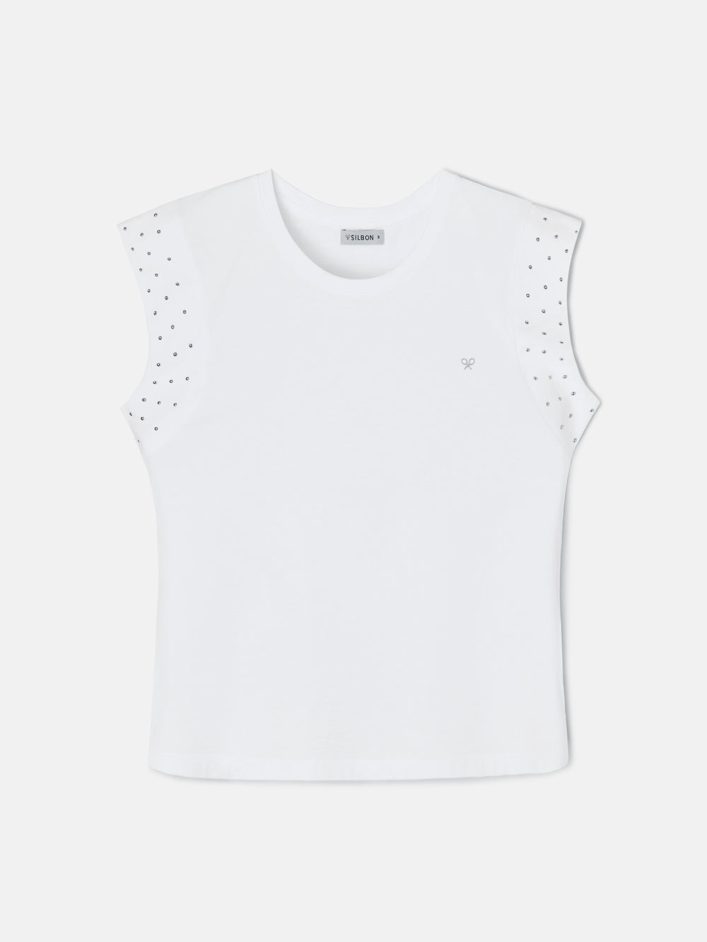 Camiseta woman hombrera tachas blanca