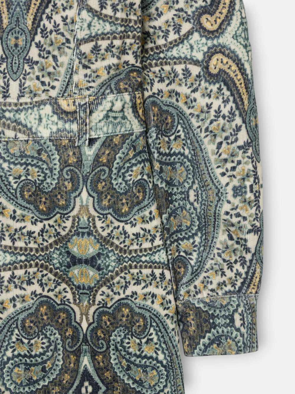 Macacão de bombazina estampado com padrão paisley verde