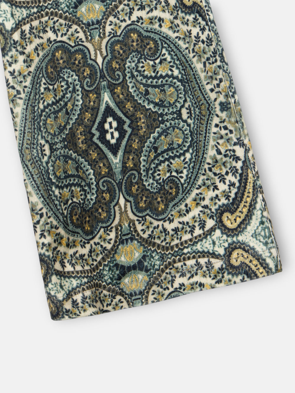 Macacão de bombazina estampado com padrão paisley verde