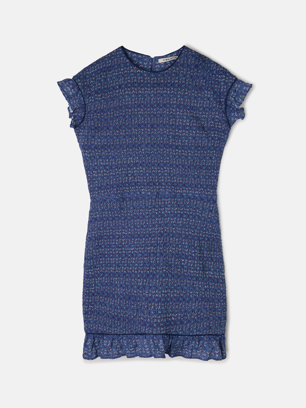 Vestido mini fruncido estampado azules