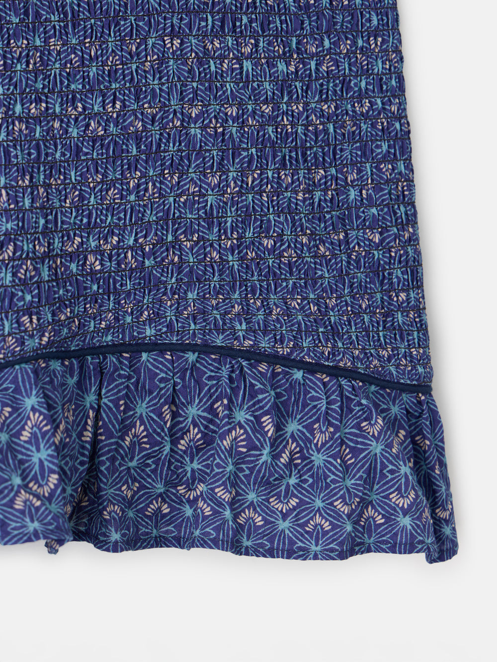 Vestido mini fruncido estampado azules