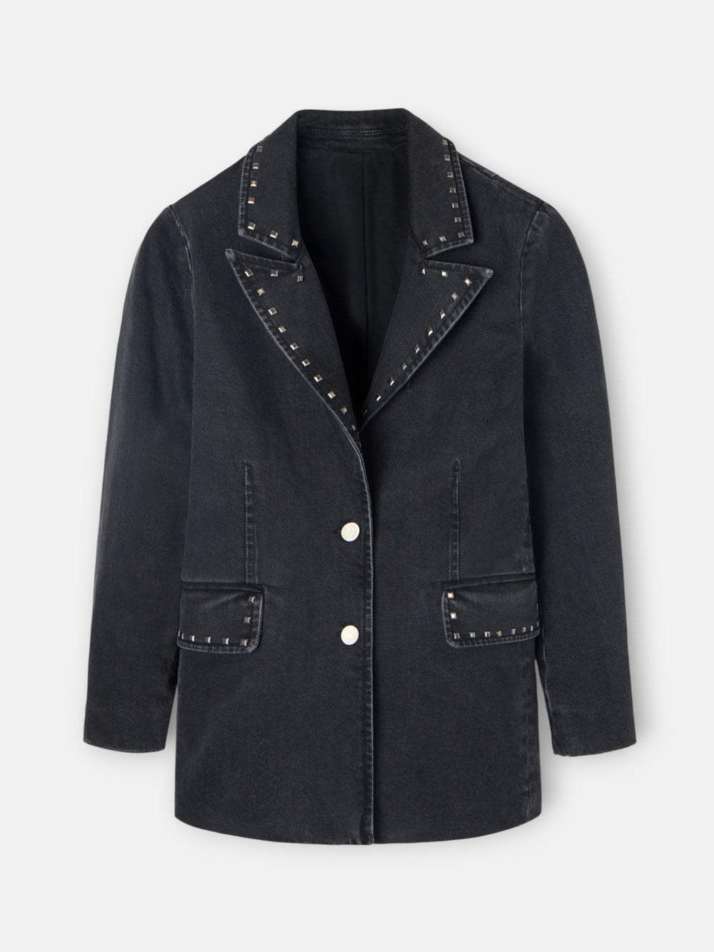 Blazer de ganga cinzento com tachas