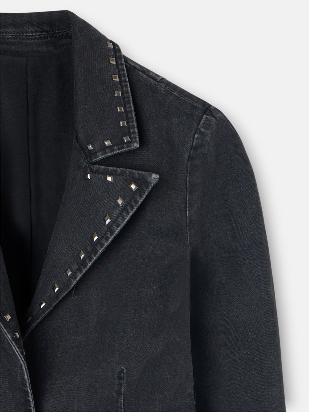 Blazer de ganga cinzento com tachas