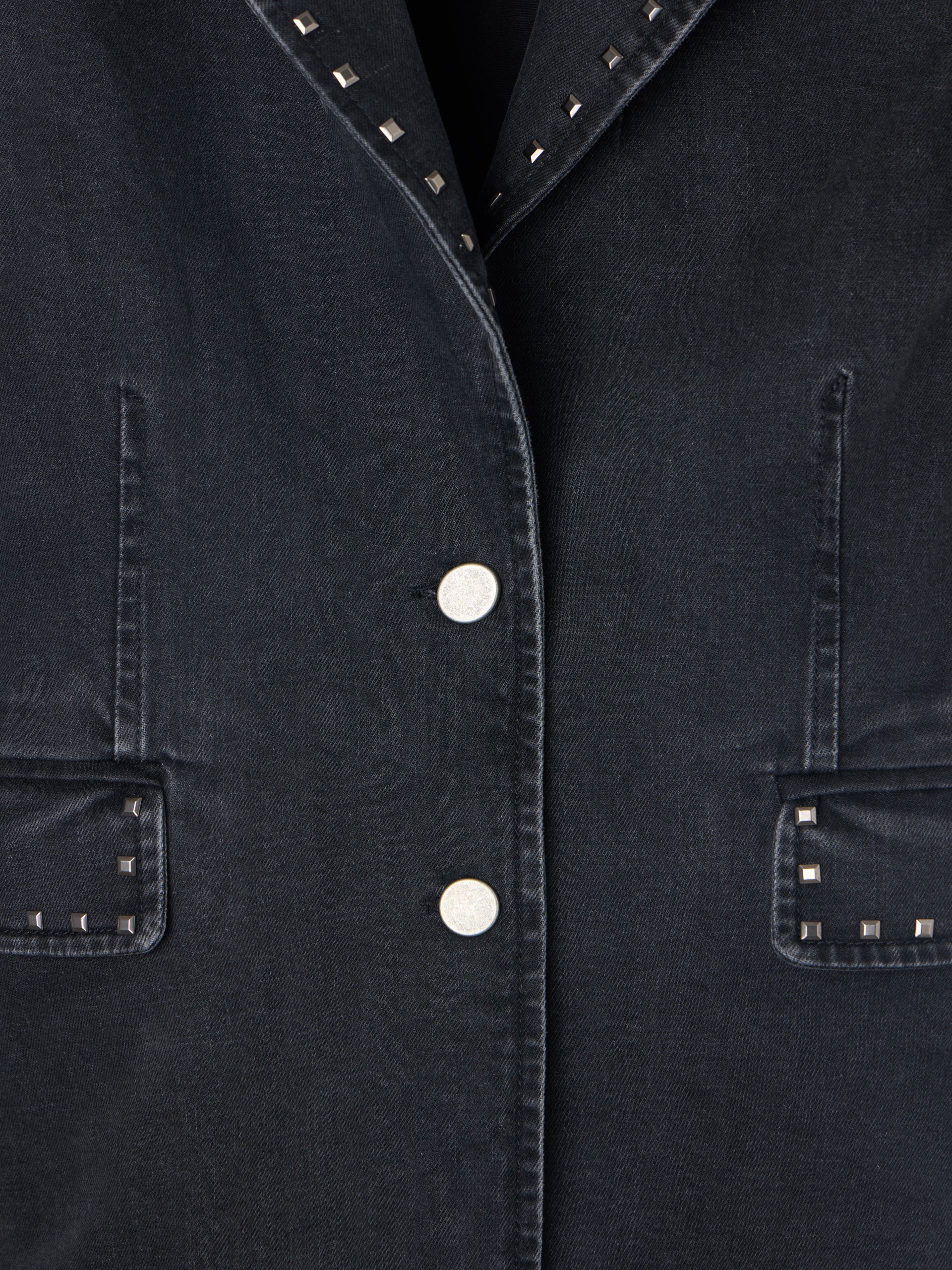 gray studded denim blazer