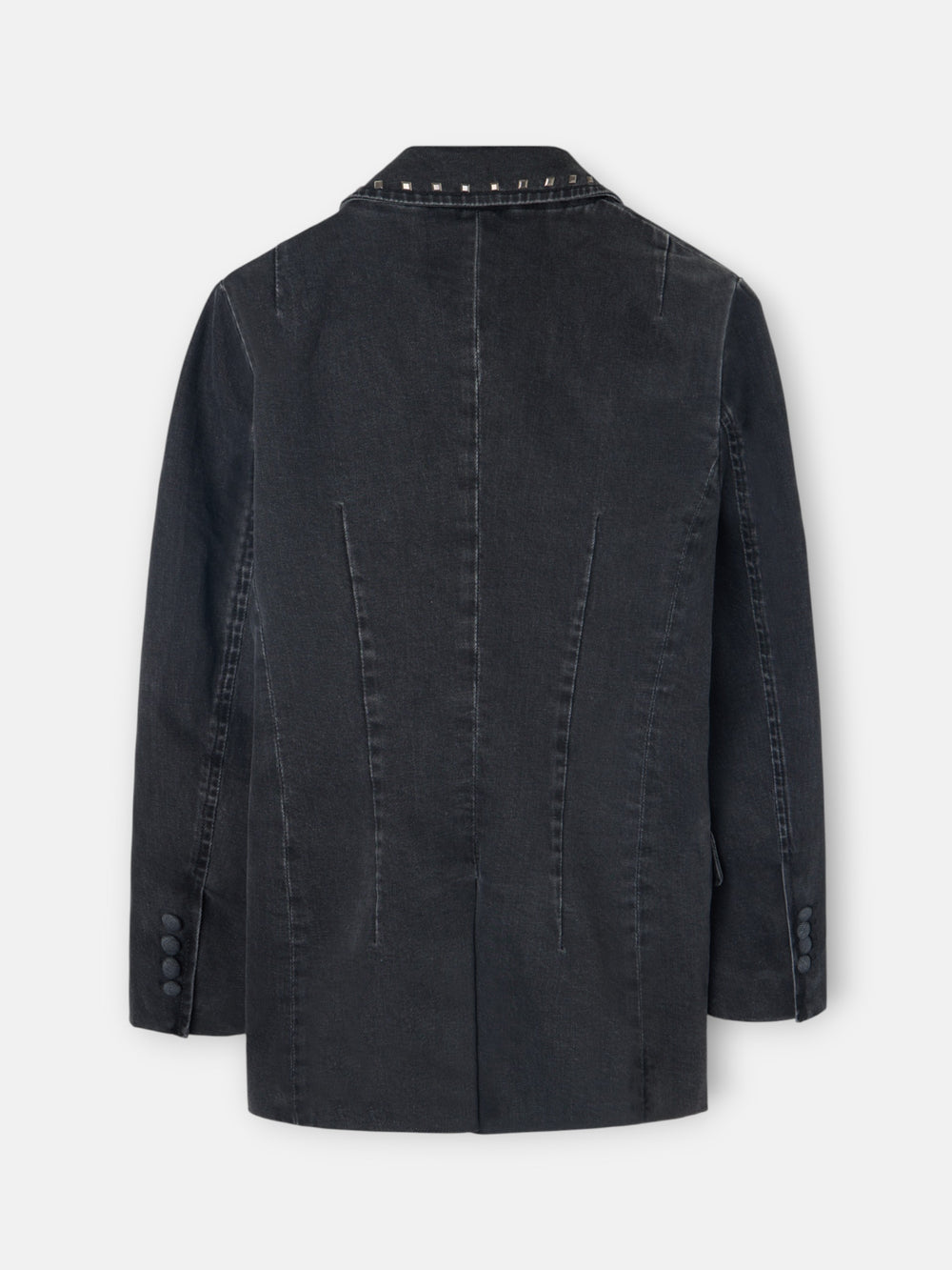 Blazer de ganga cinzento com tachas