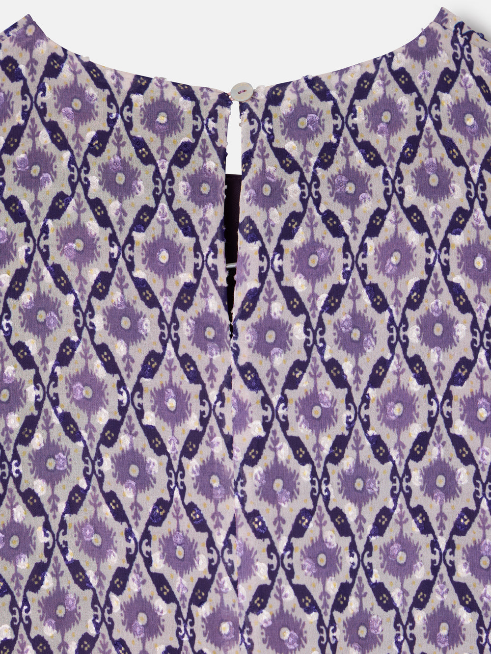 Vestido largo fruncido estampado malva