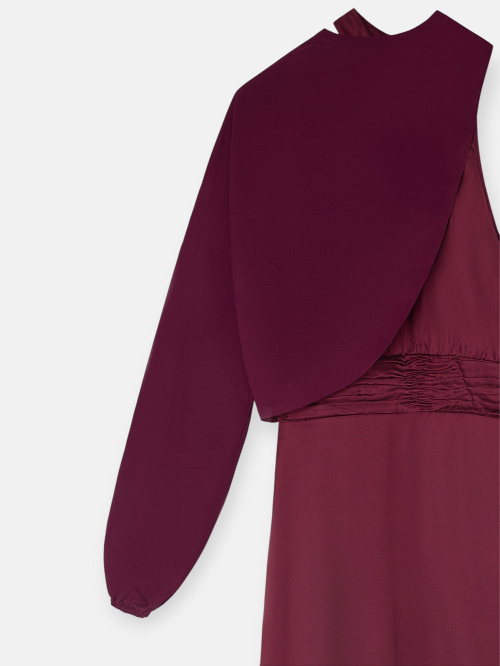 Vestido largo capa satinado burdeos