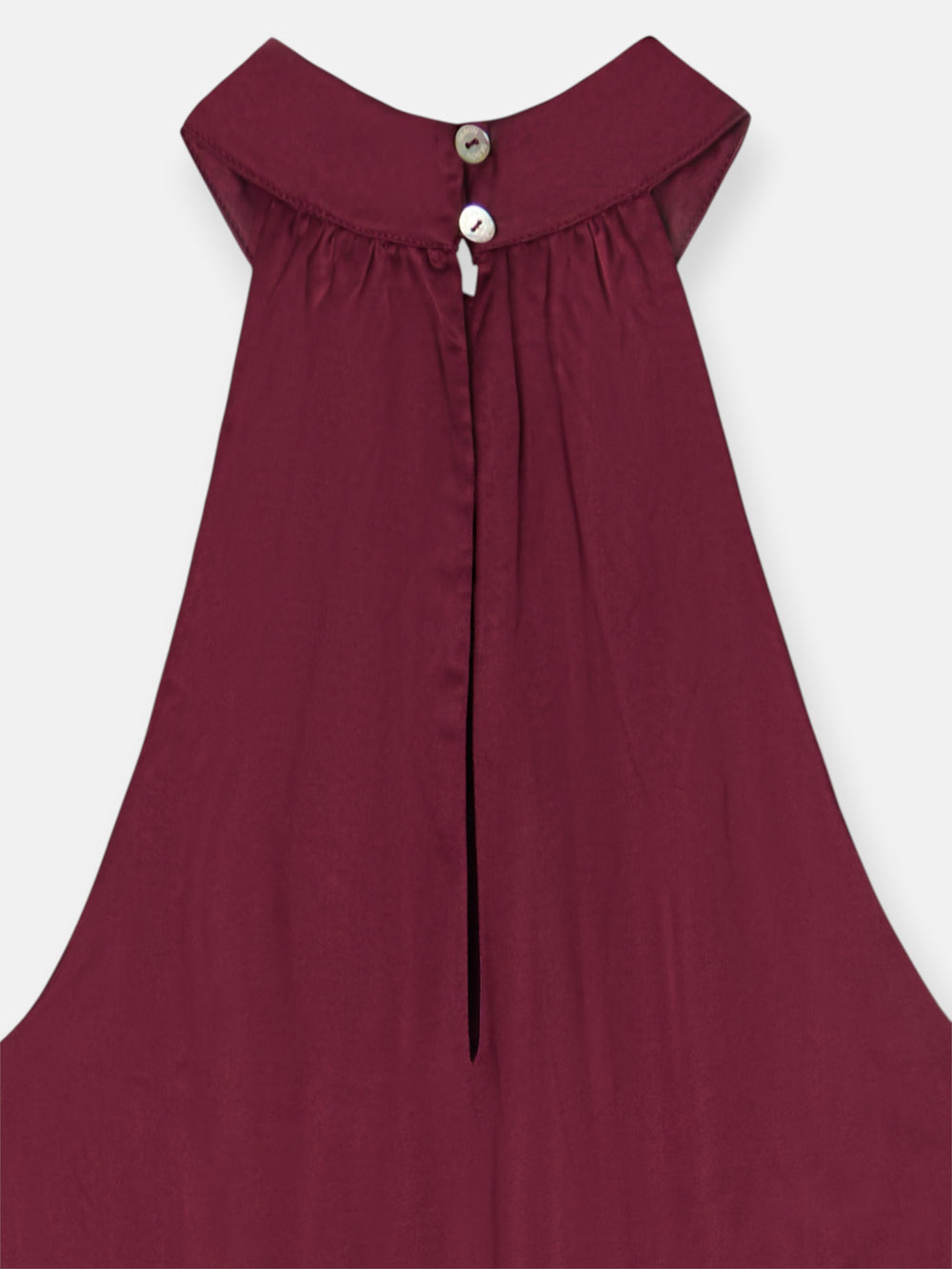 Vestido largo capa satinado burdeos