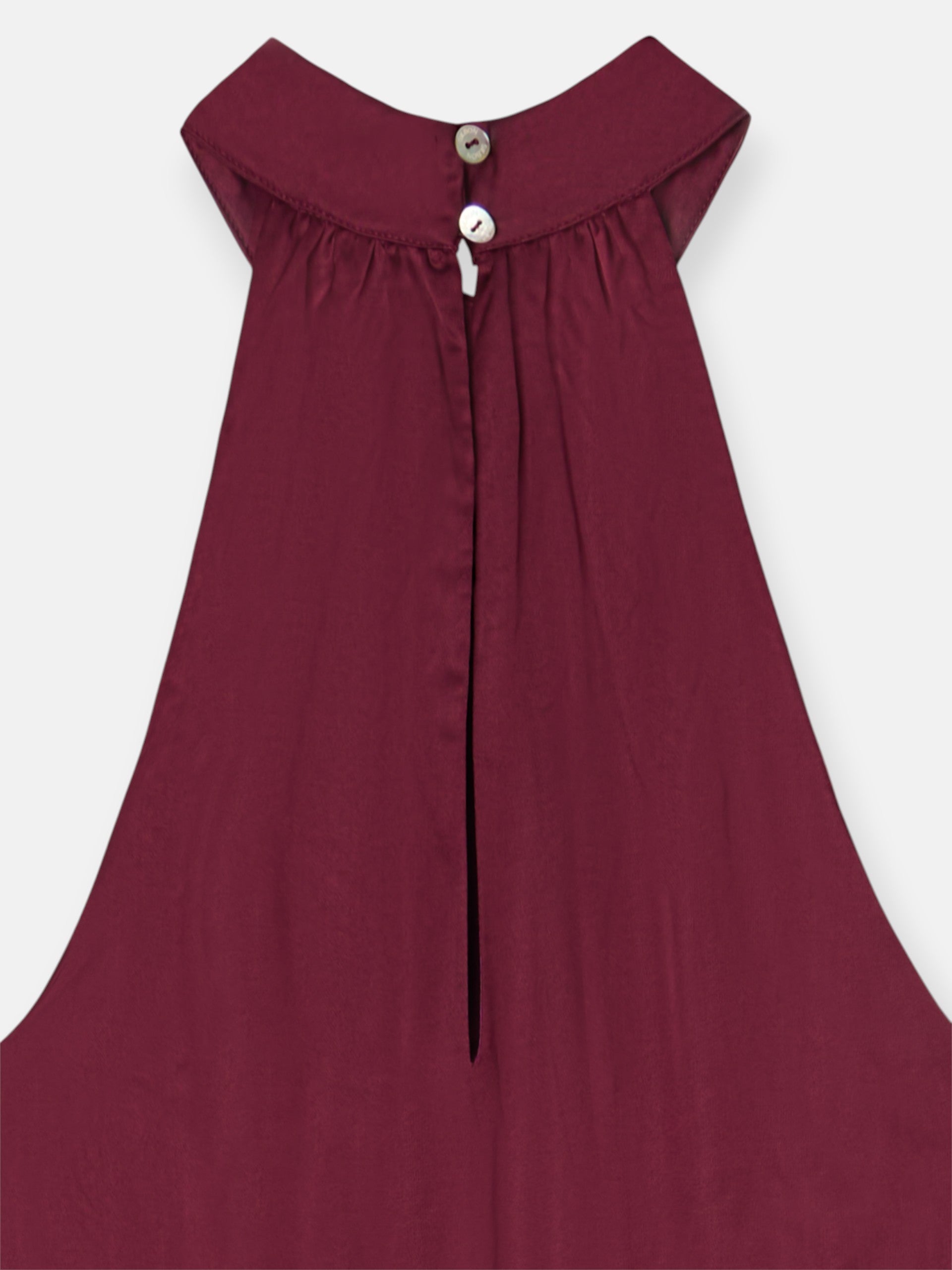 Vestido largo capa satinado burdeos