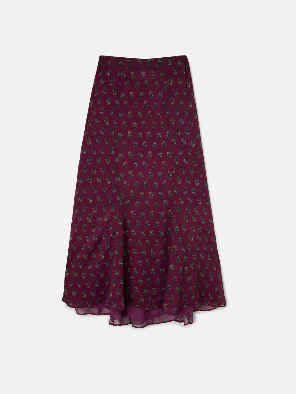 Falda midi estampado motivos burdeos