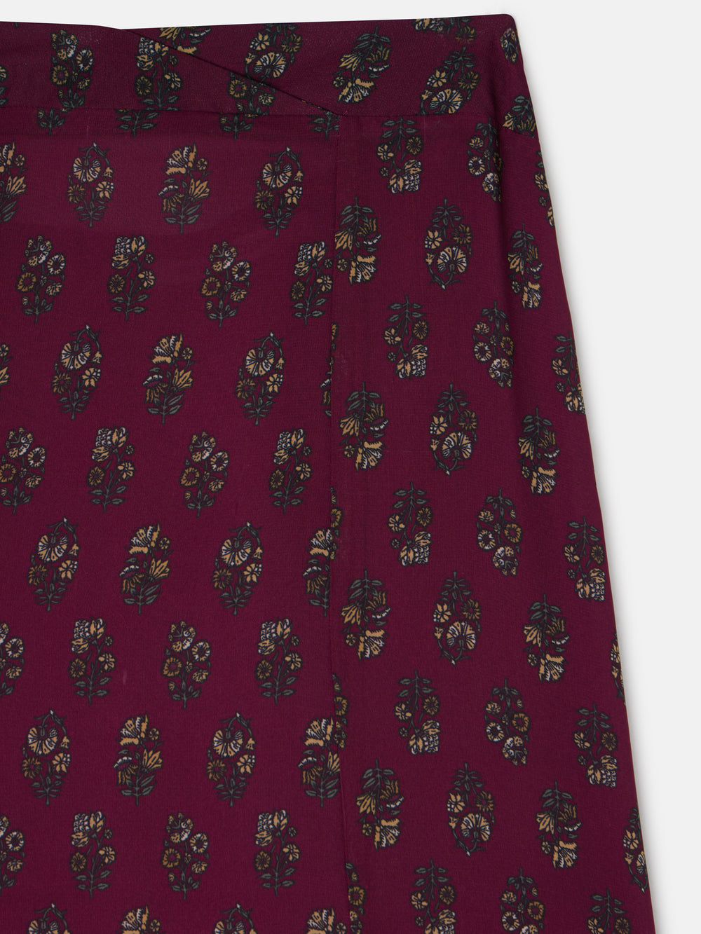 Falda midi estampado motivos burdeos