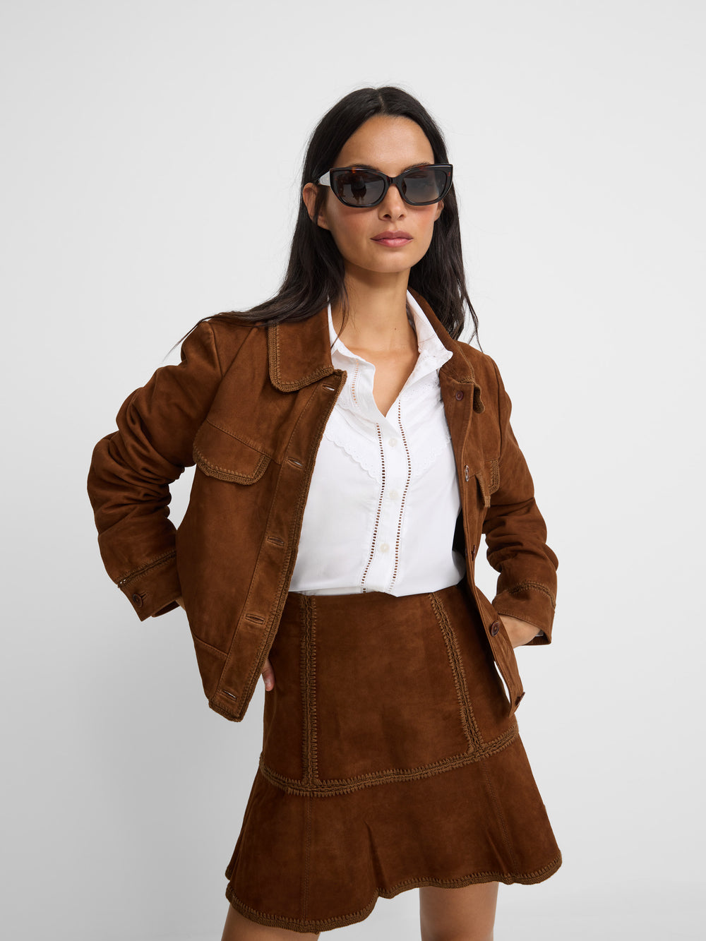 Chaqueta piel ante marron