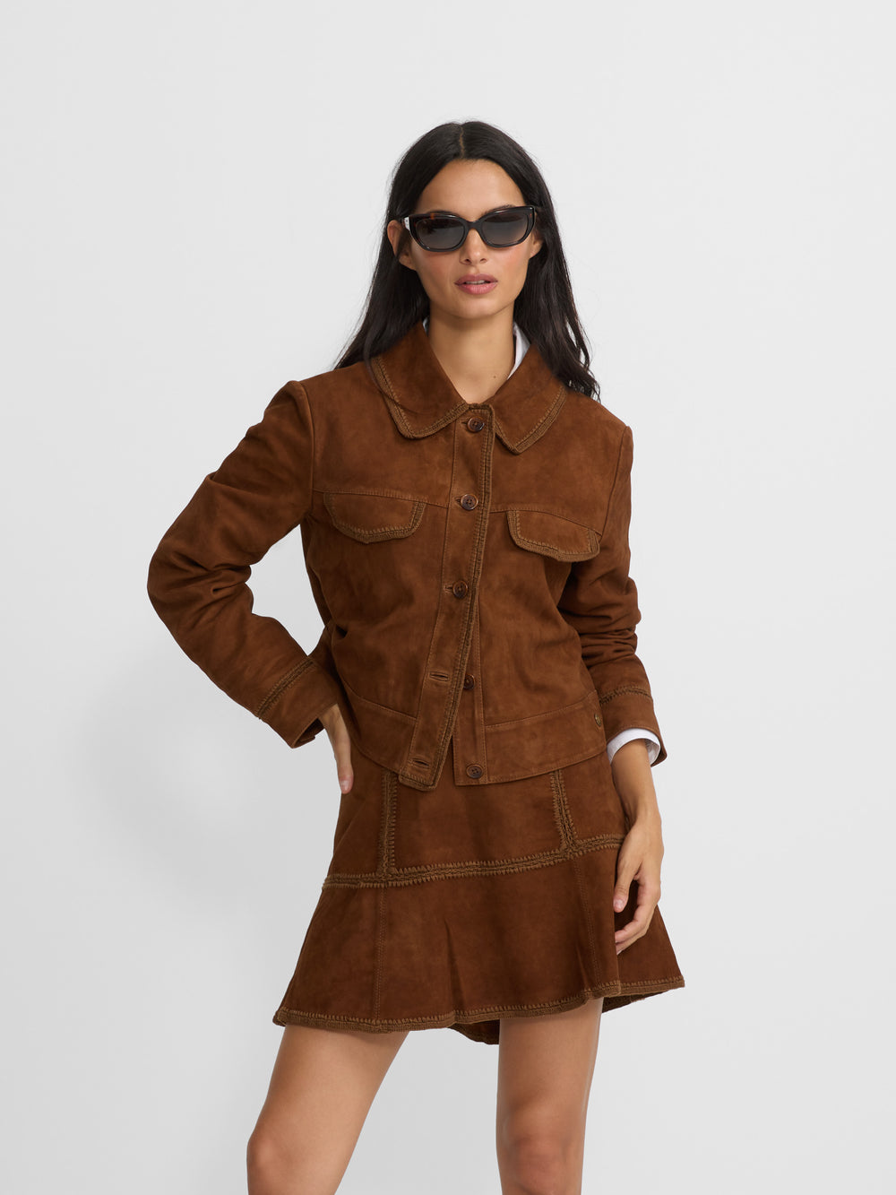 Chaqueta piel ante marron