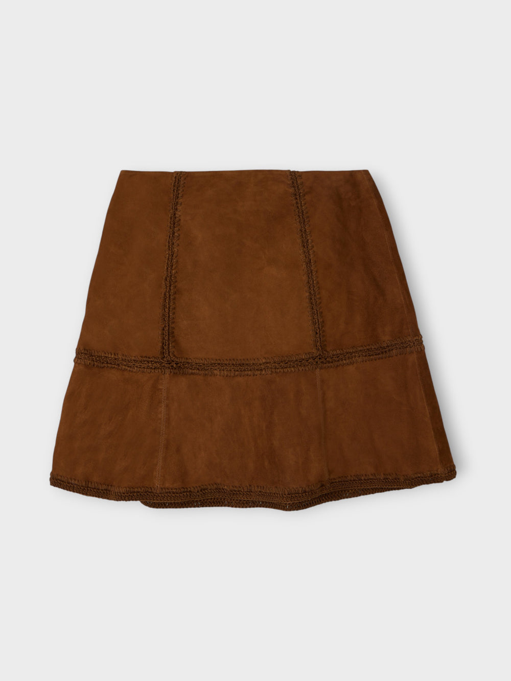 Falda mini piel ante marron