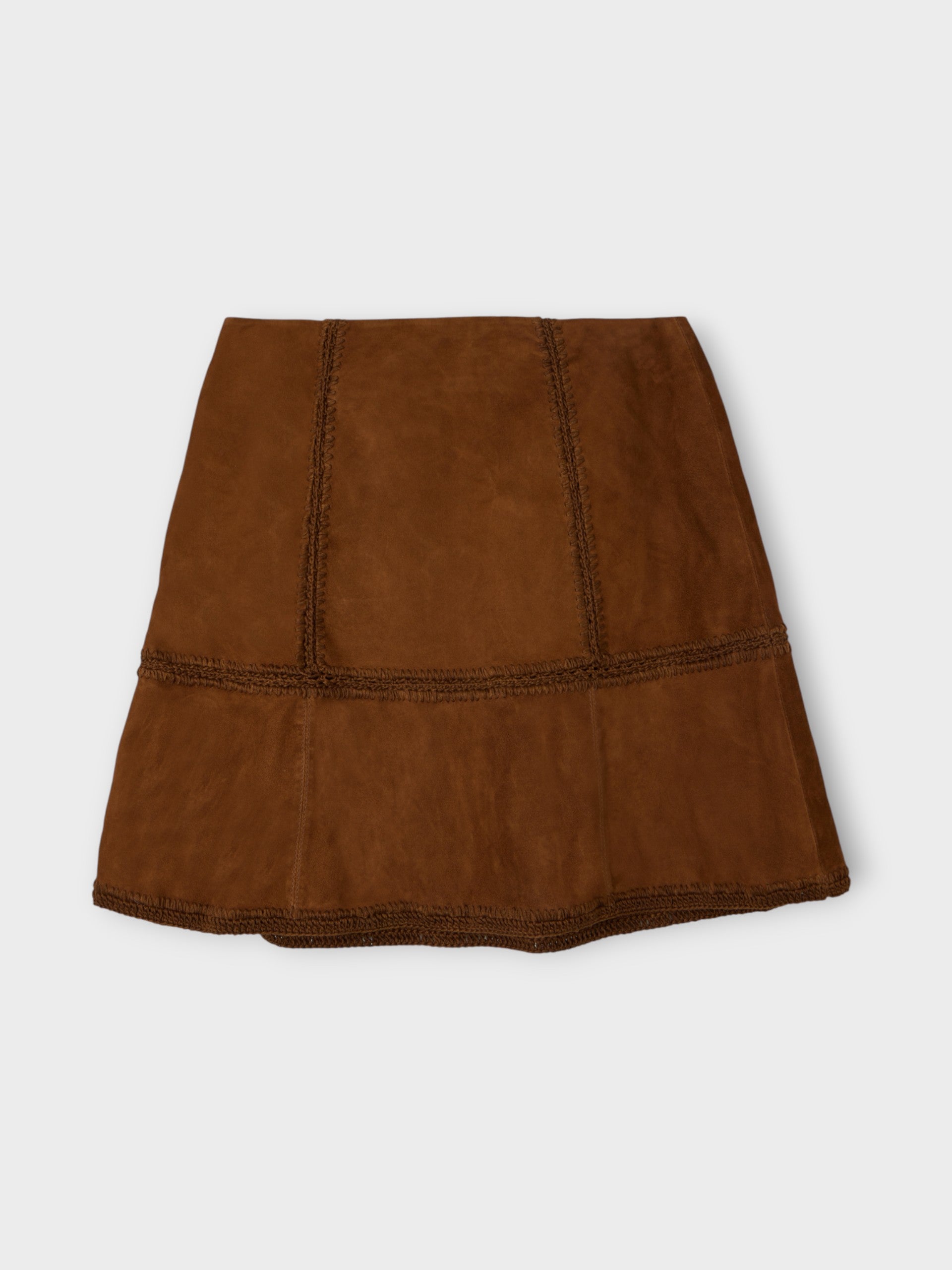 Falda mini piel ante marron