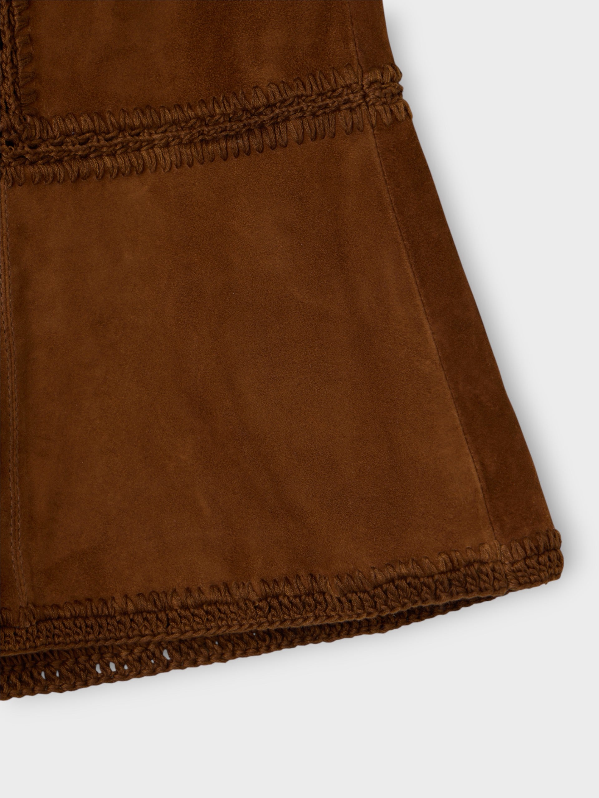 Falda mini piel ante marron