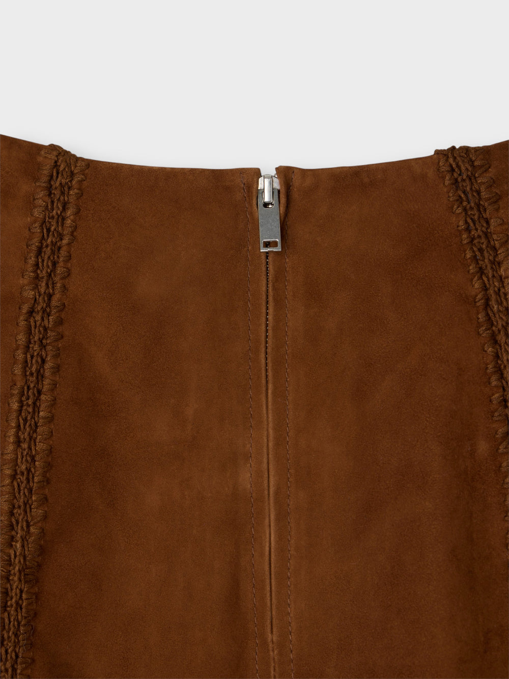 Falda mini piel ante marron