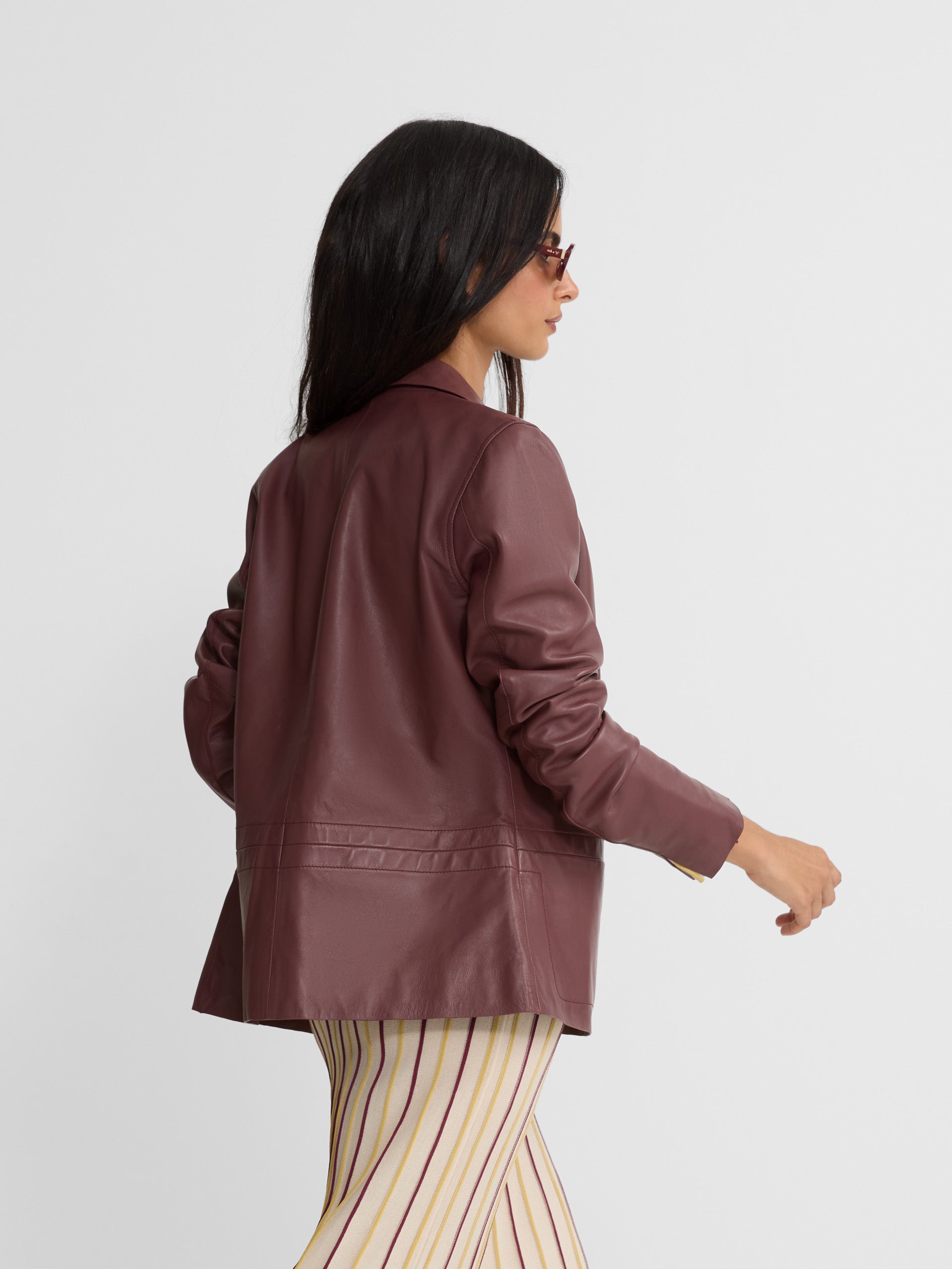 Burgundy leather blazer