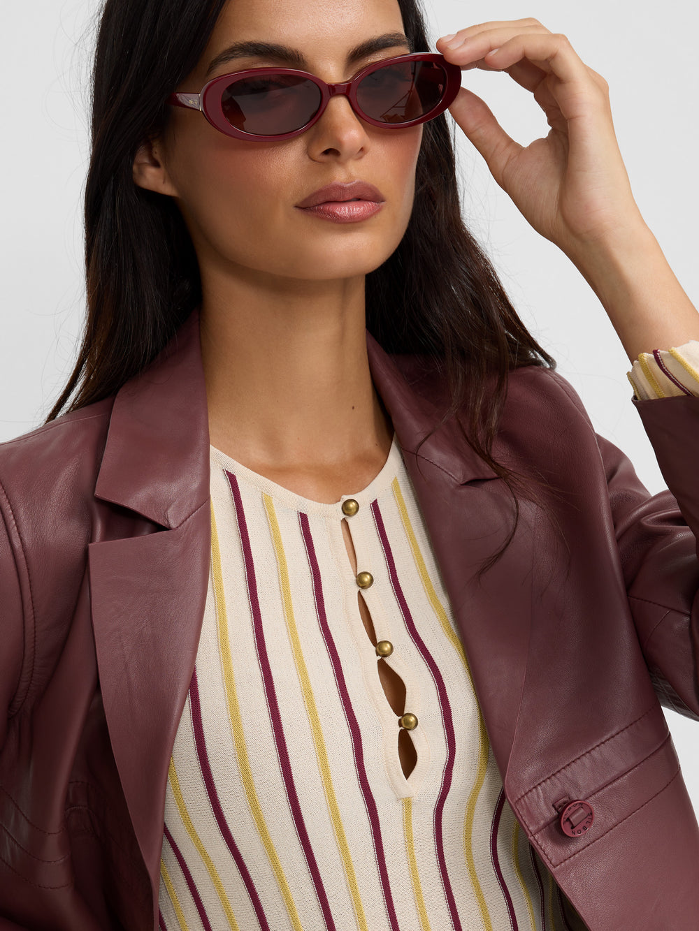 Blazer de pele bordô