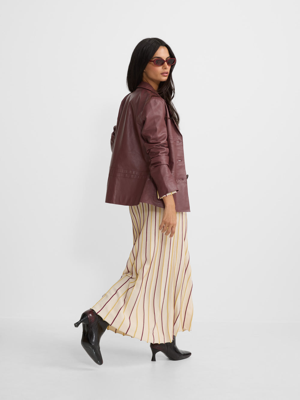 Blazer de pele bordô