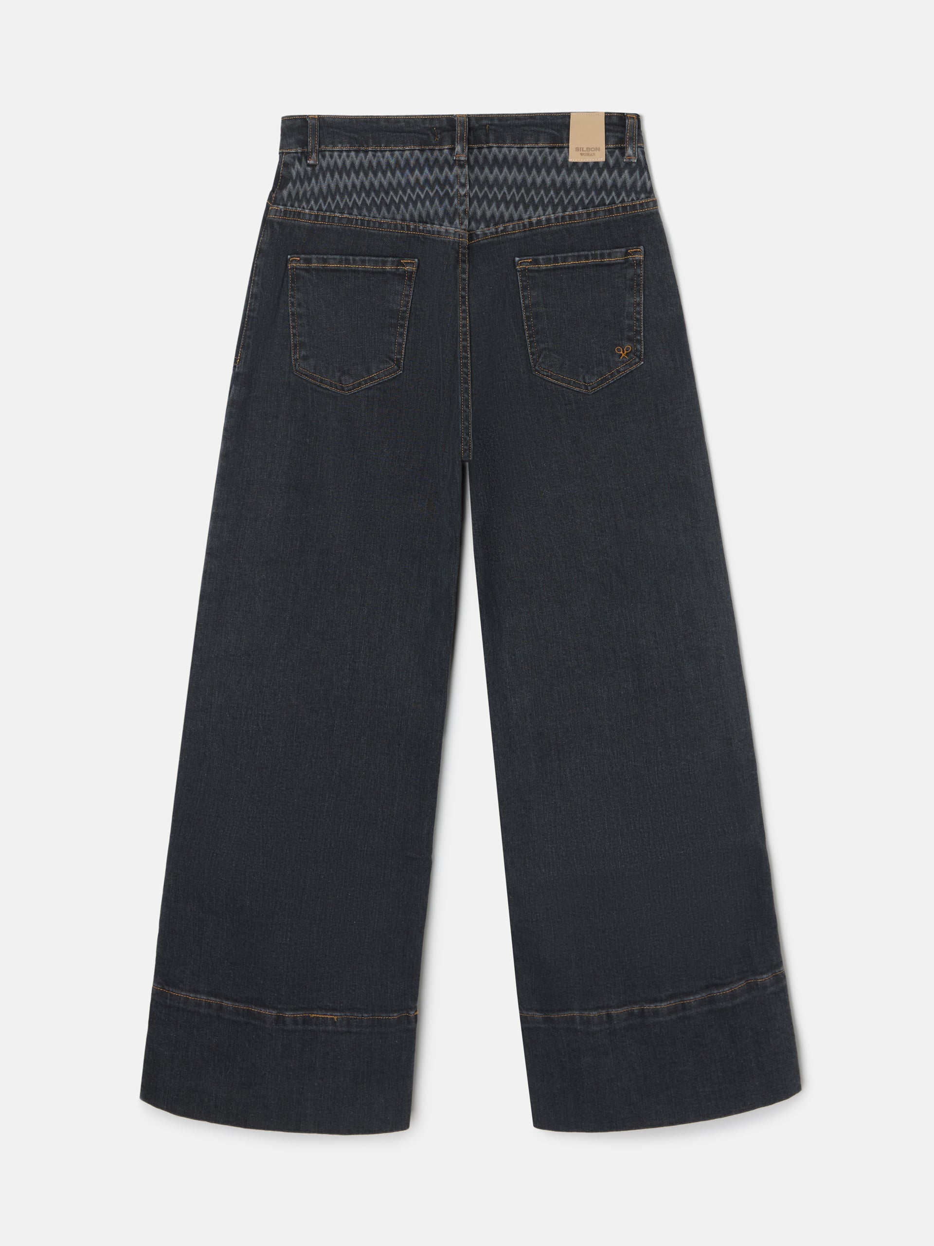 Pantalon en jean gris à imprimé chevrons
