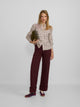 Burgundy turn-up denim pants