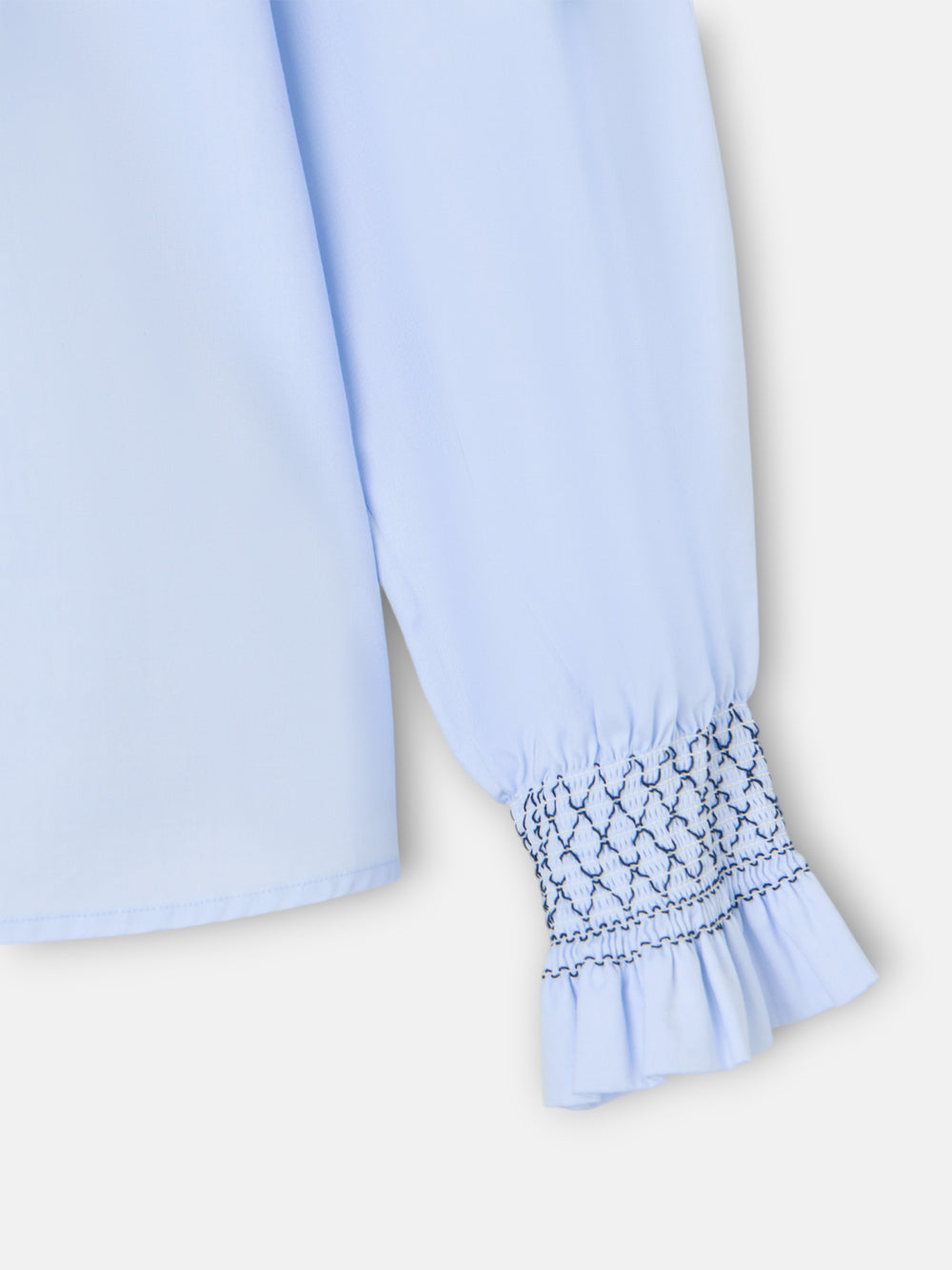 Light blue gathered cuff shirt