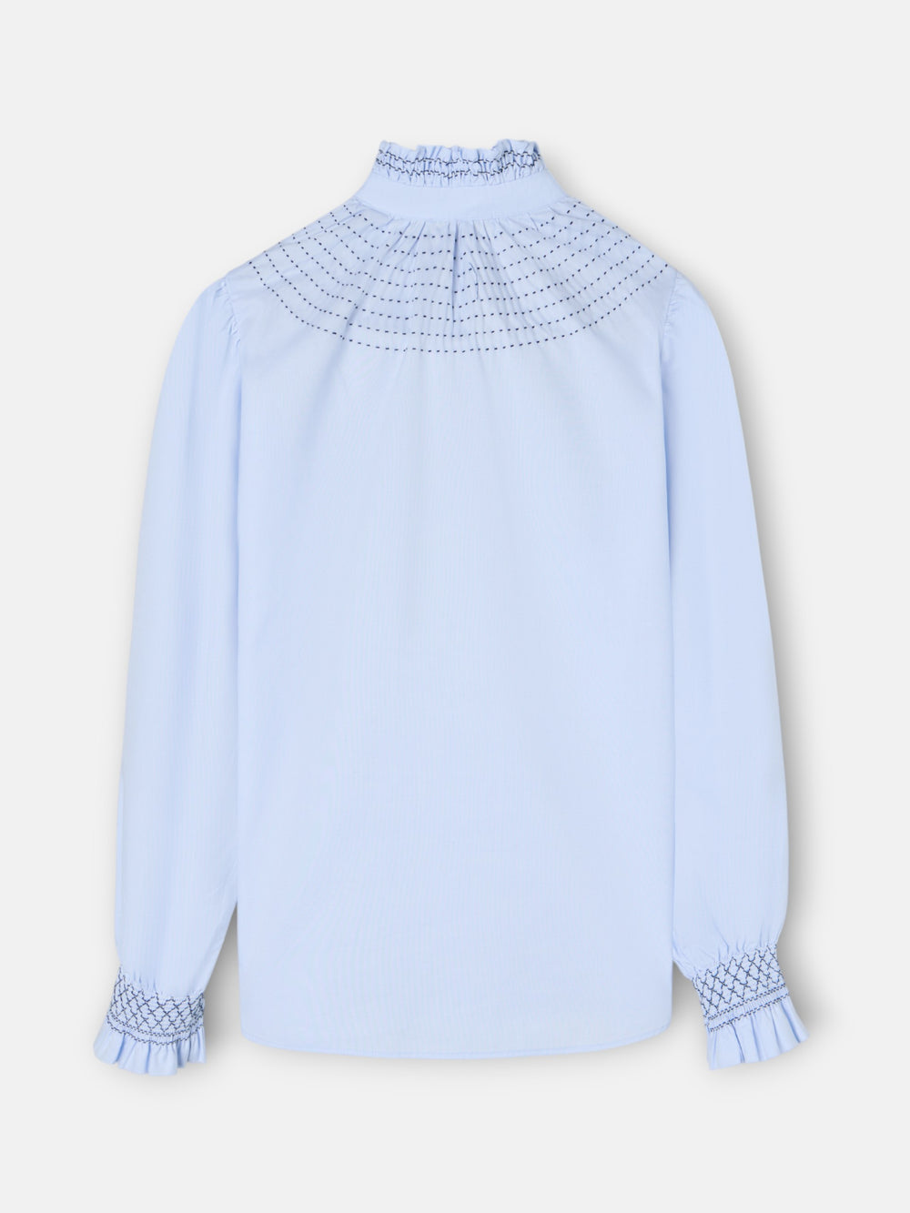 Light blue gathered cuff shirt