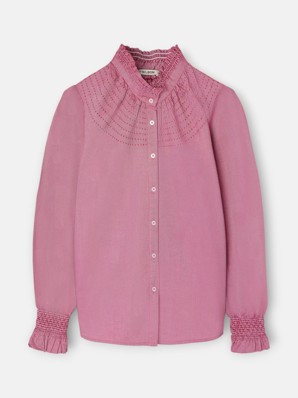 Burgundy gathered cuff shirt