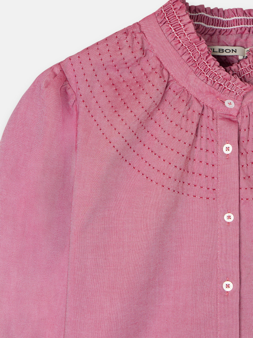 Burgundy gathered cuff shirt