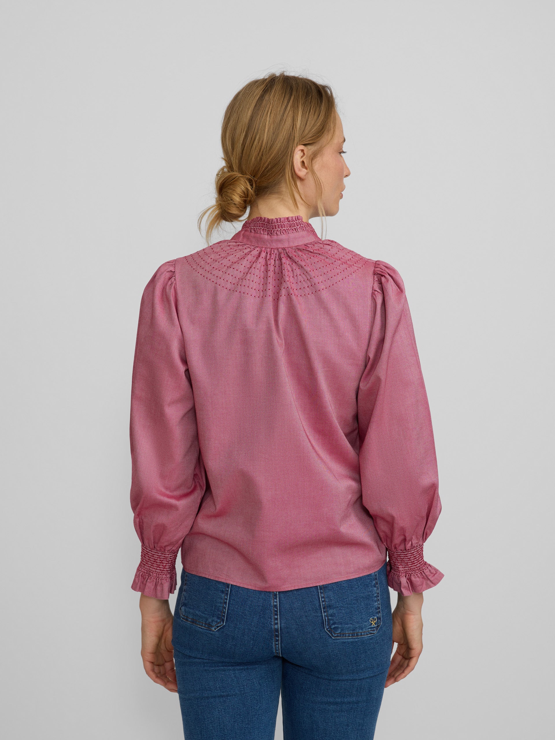 Camisa punho franzido bordô