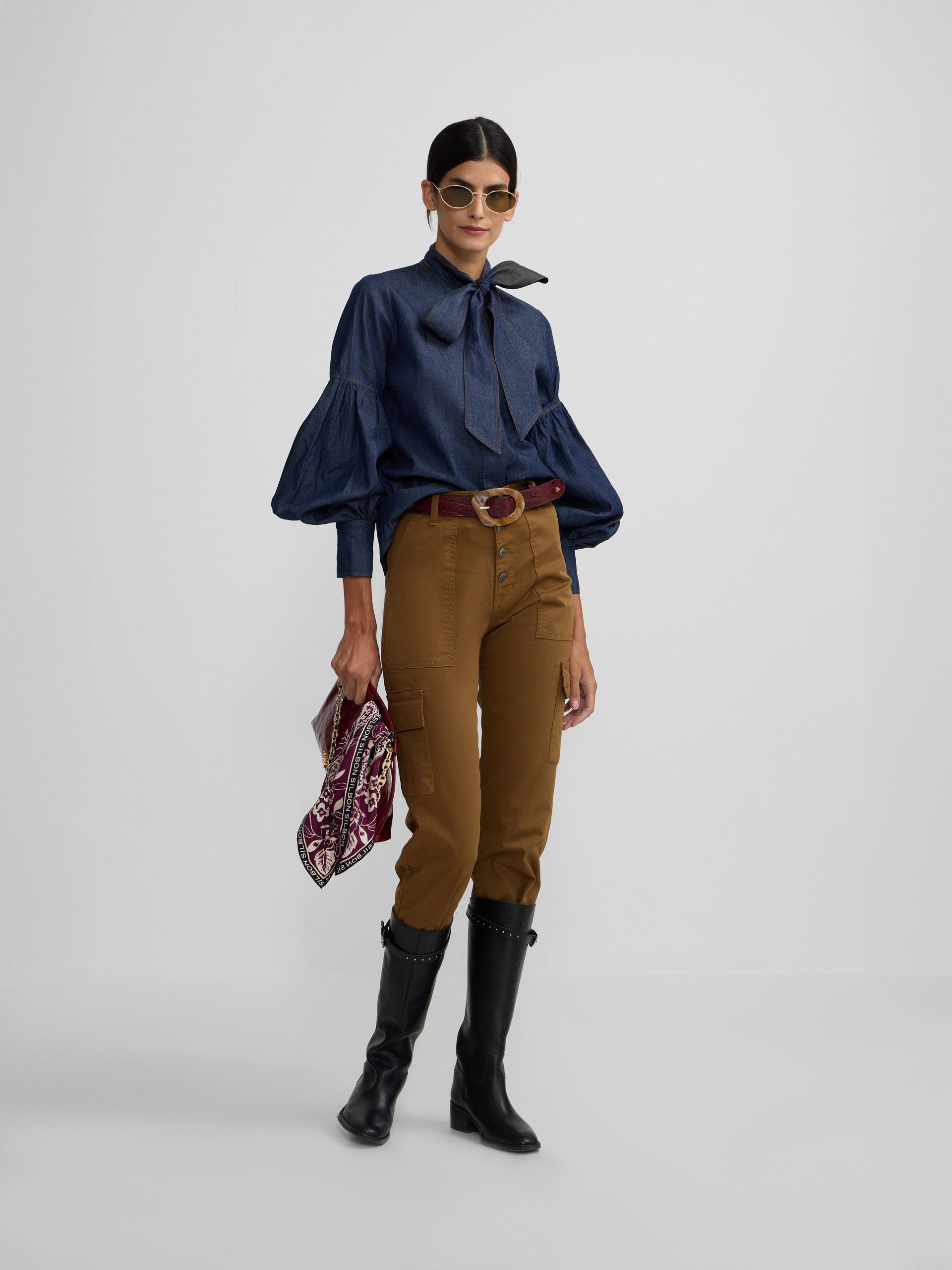 Camisa de ganga com laço