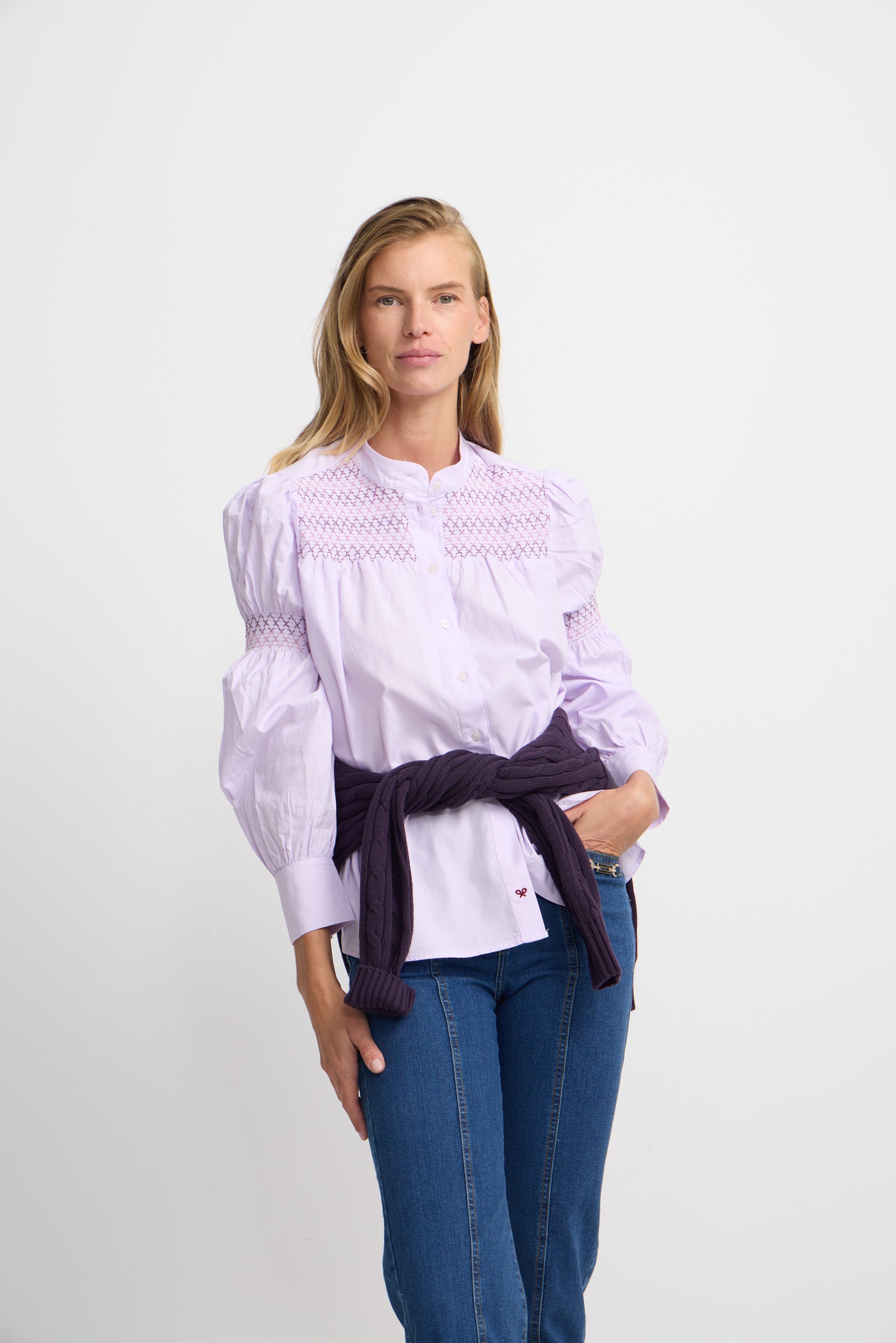 Mauve gathered shirt