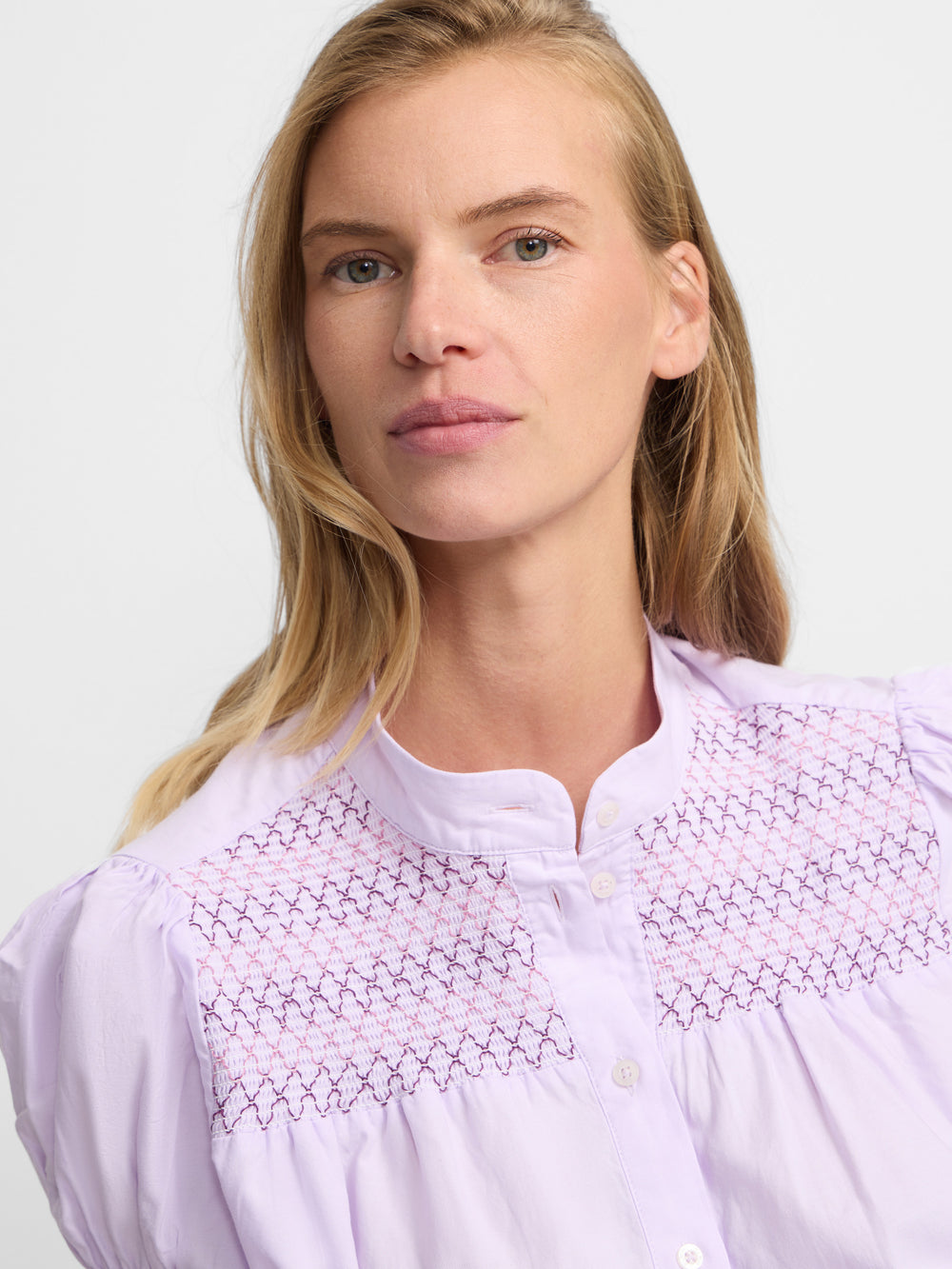 Camisa fruncidos malva