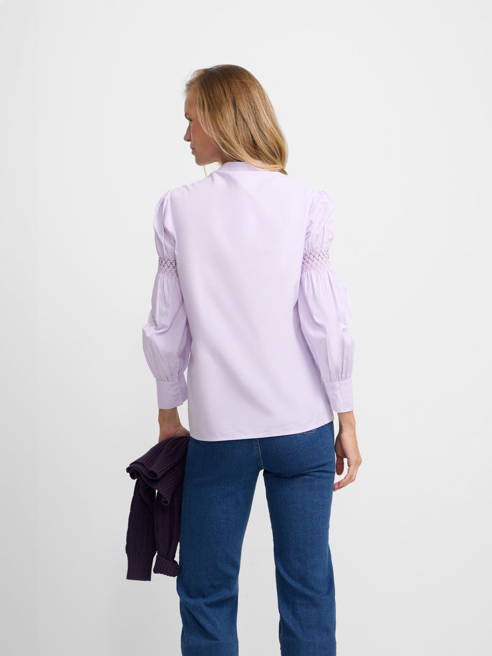 Camisa fruncidos malva