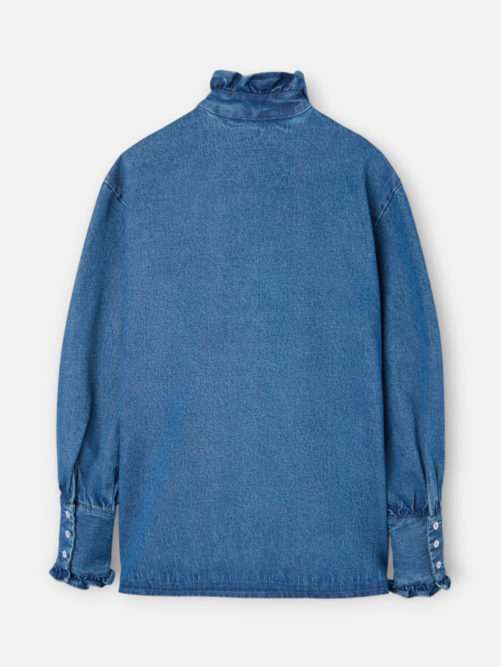 Camisa volantes solapa denim